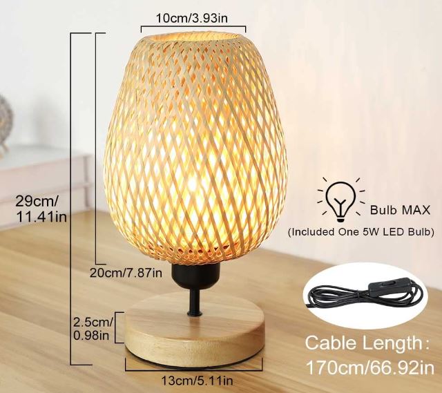 Small Desk Table Bamboo Lamp