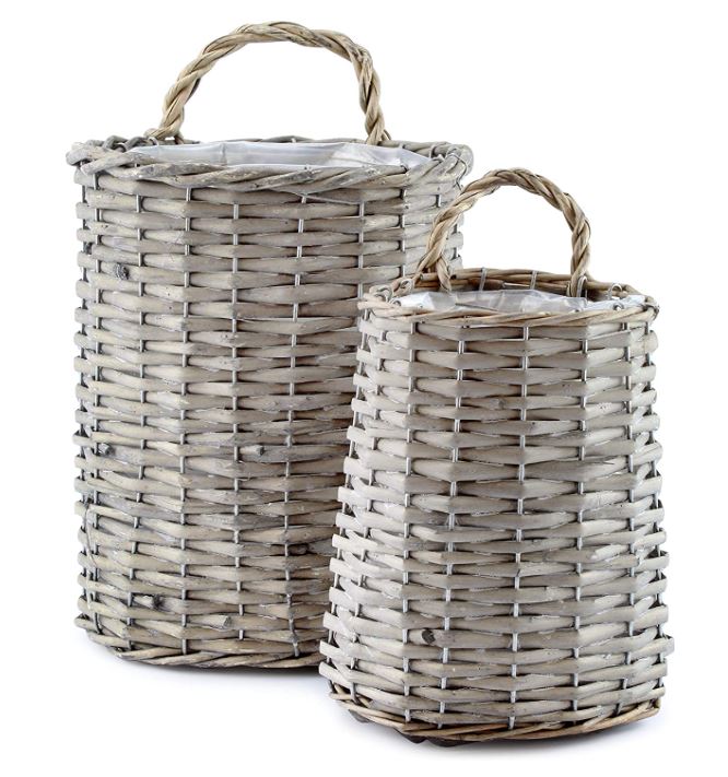 Gray Wall Hanging Baskets Woven Wicker