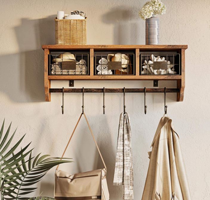 Wall Mounted Shelf With Hooks
