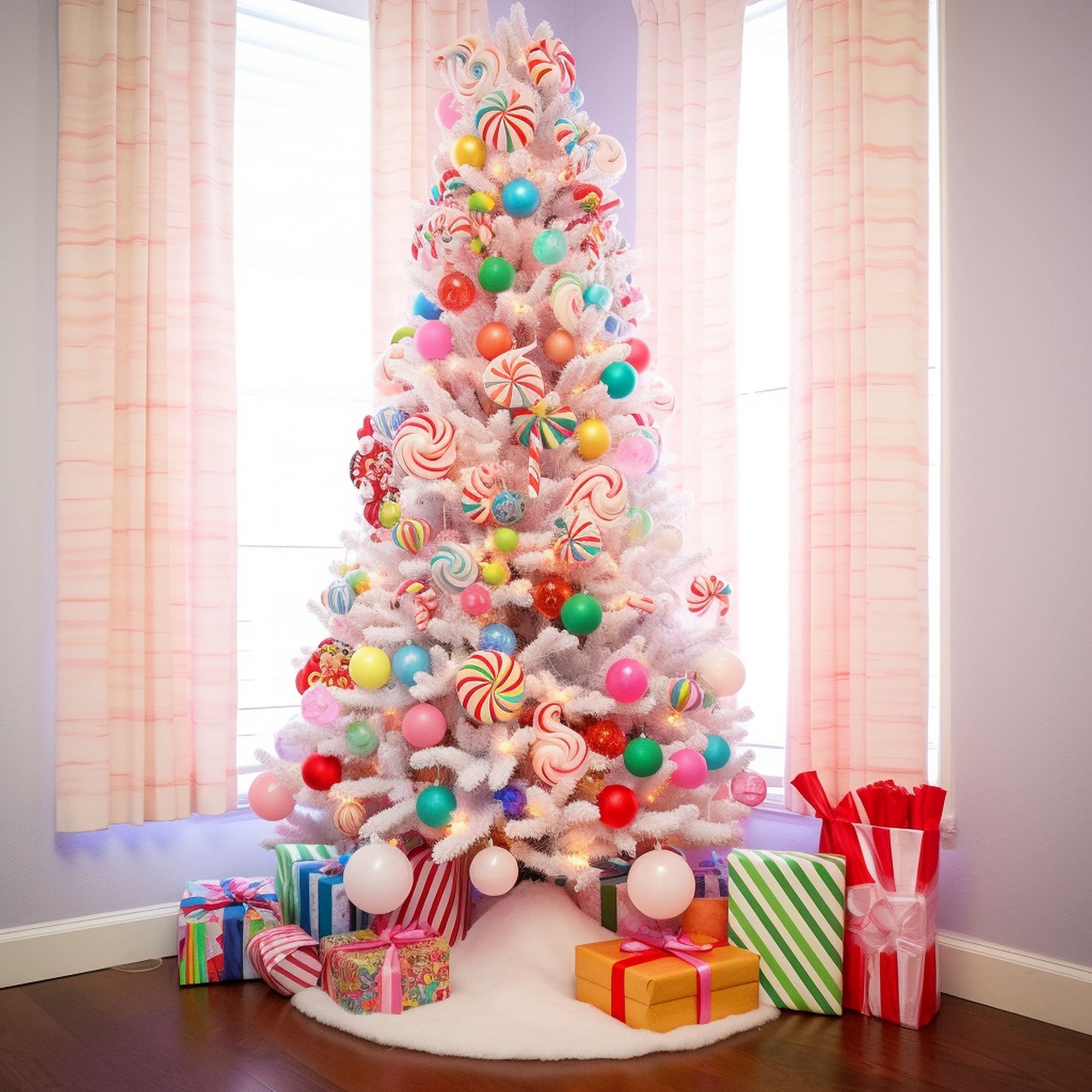 Christmas Tree Decorated With a Candy Theme