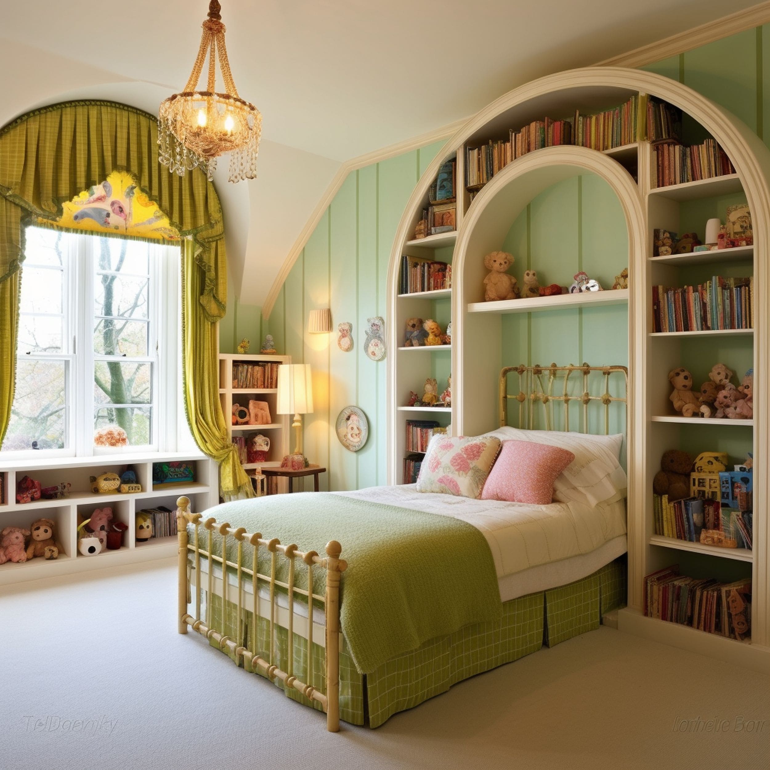 Arched Bookcase in Victorian Style Kids Bedroom