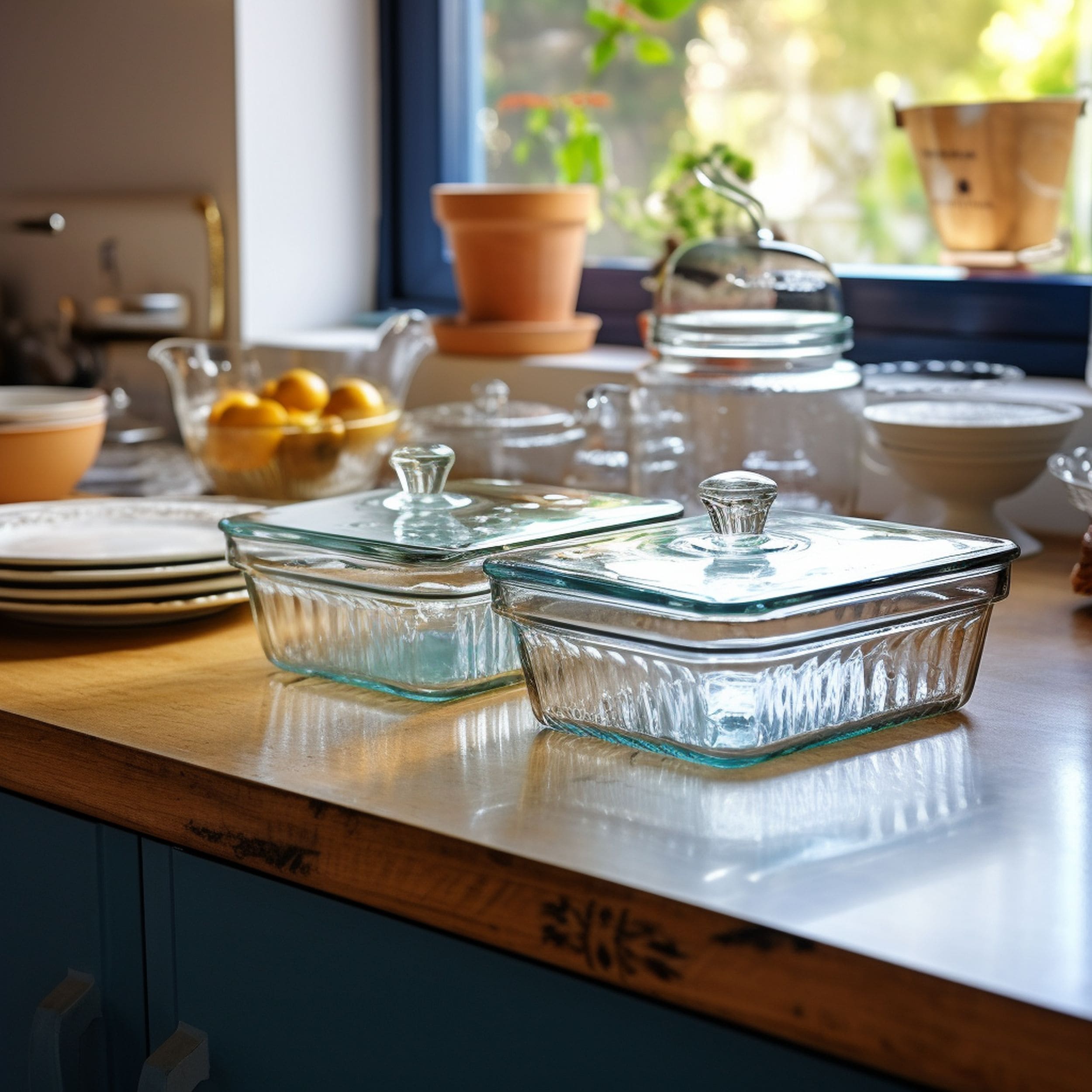 Glass Bakeware on Countertop
