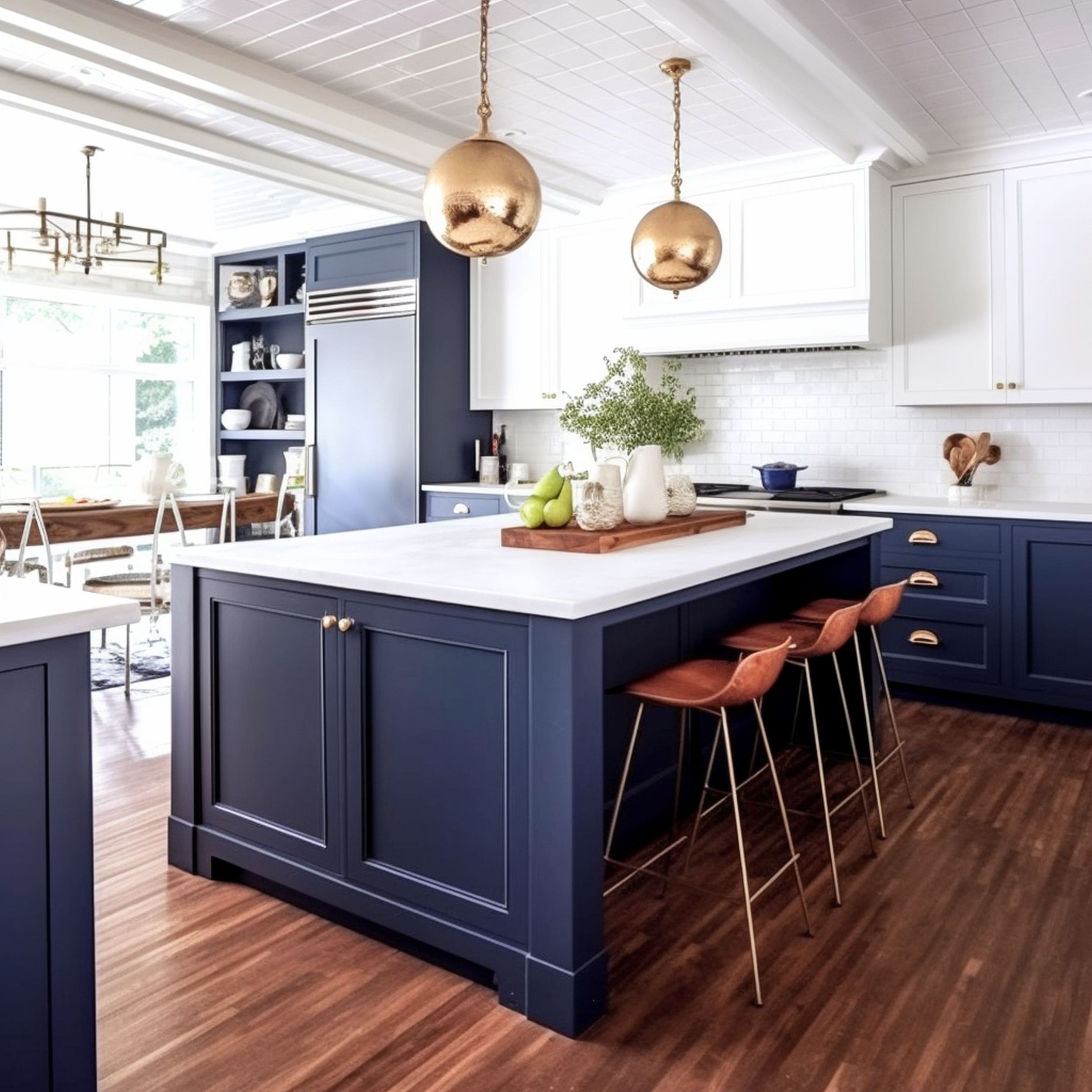 Navy Blue and White Kitchen