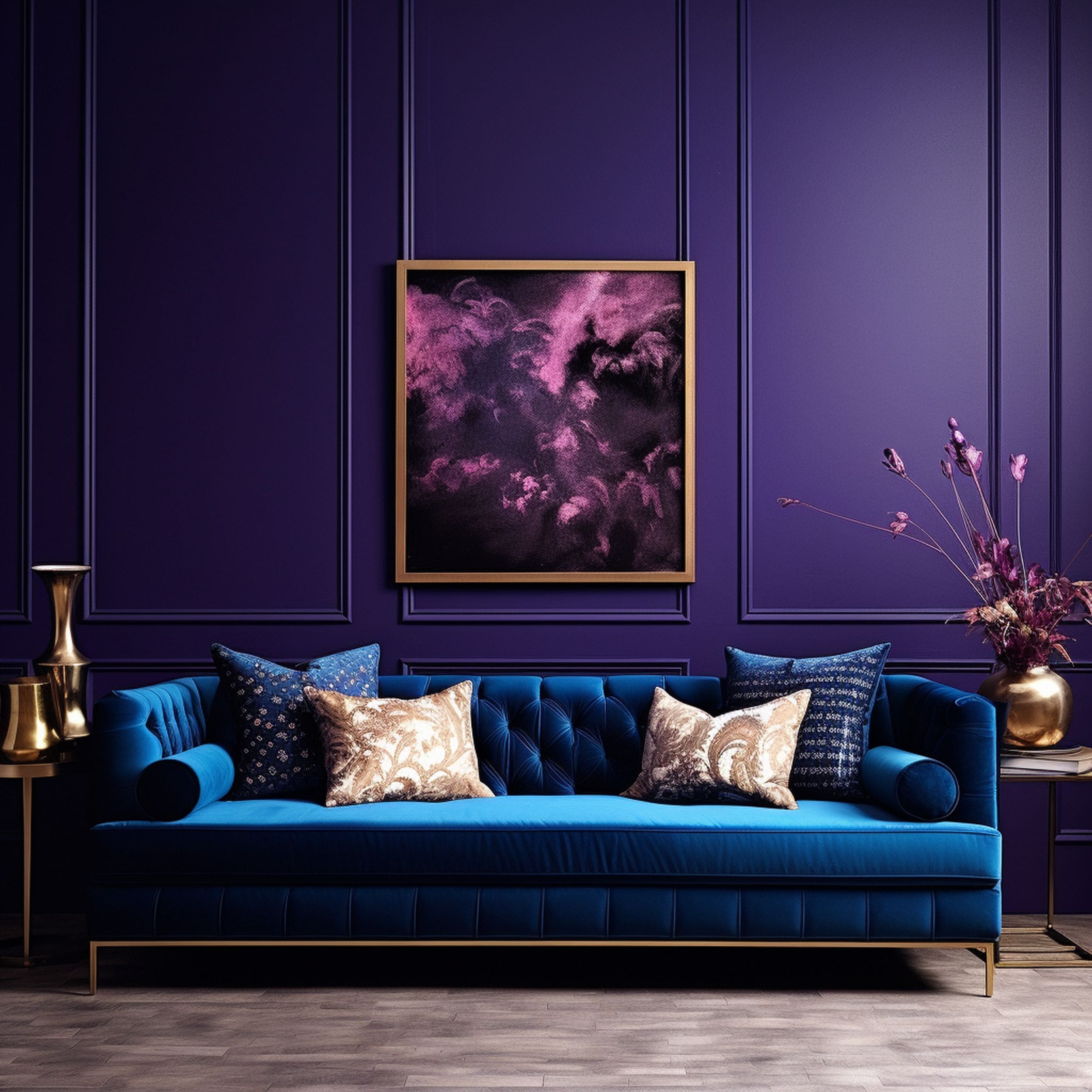 Navy Blue and Purple Living Room