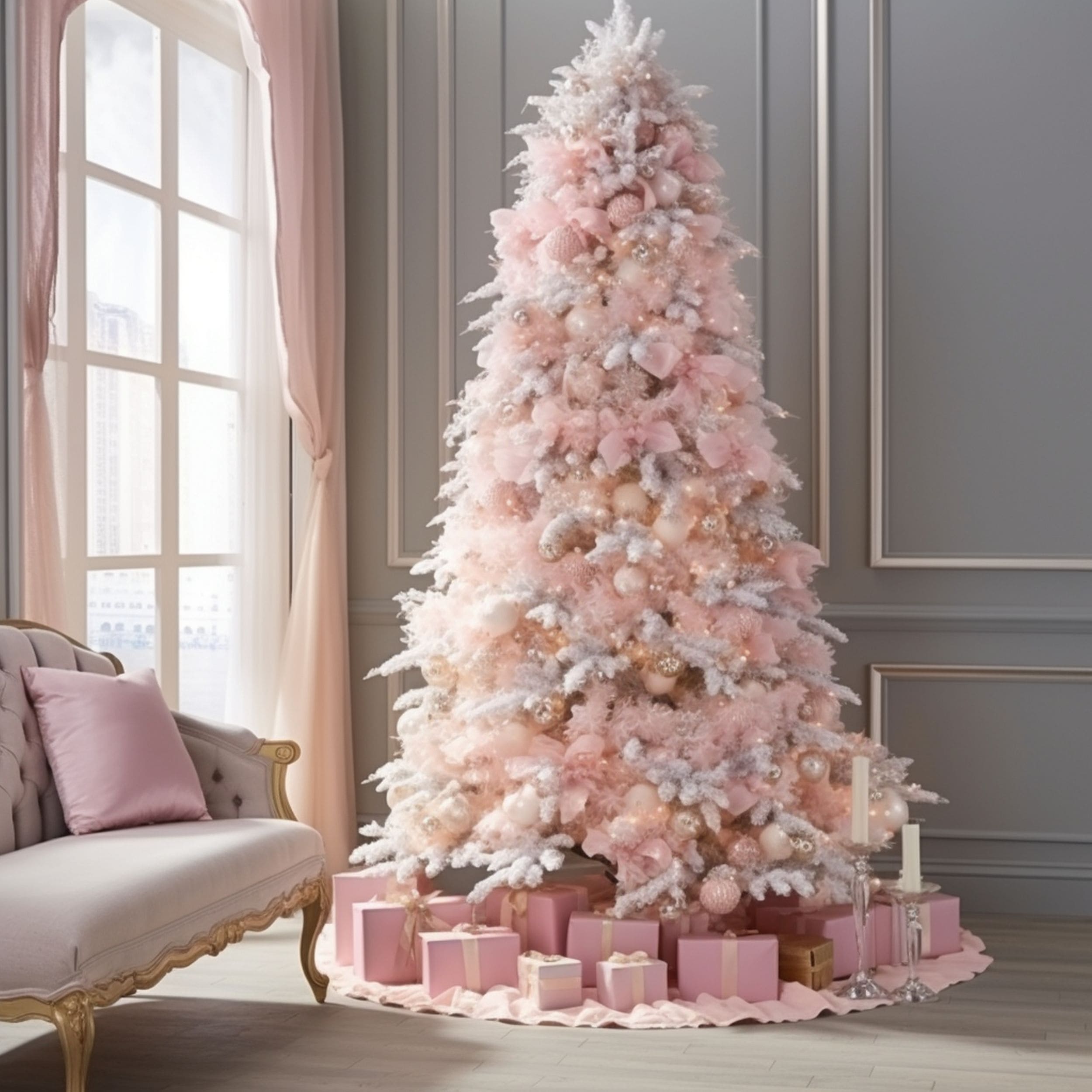 Blush Pink and White Christmas Tree