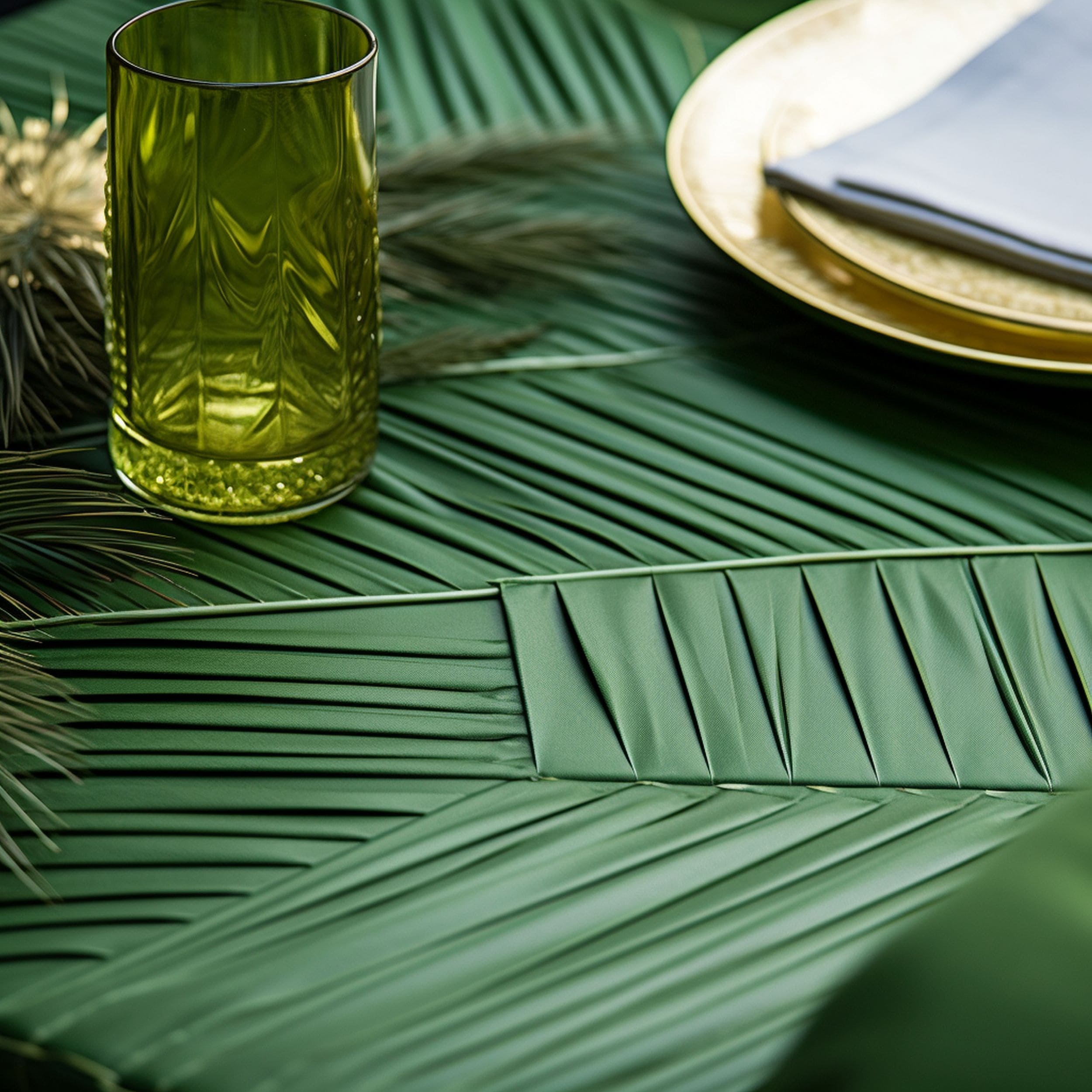 Palm Leaves Used as Placemats