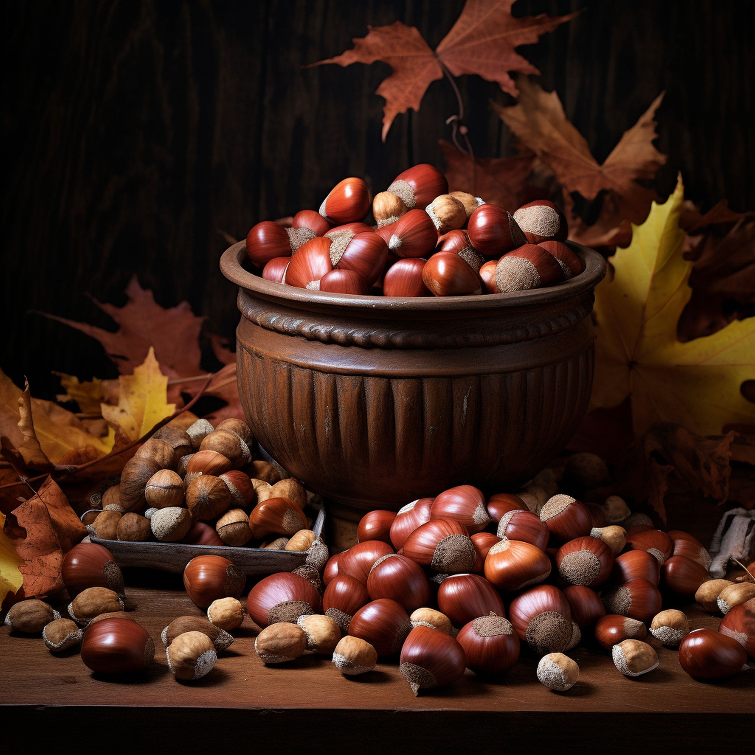 Hazelnuts and Other Nuts in a Bowl