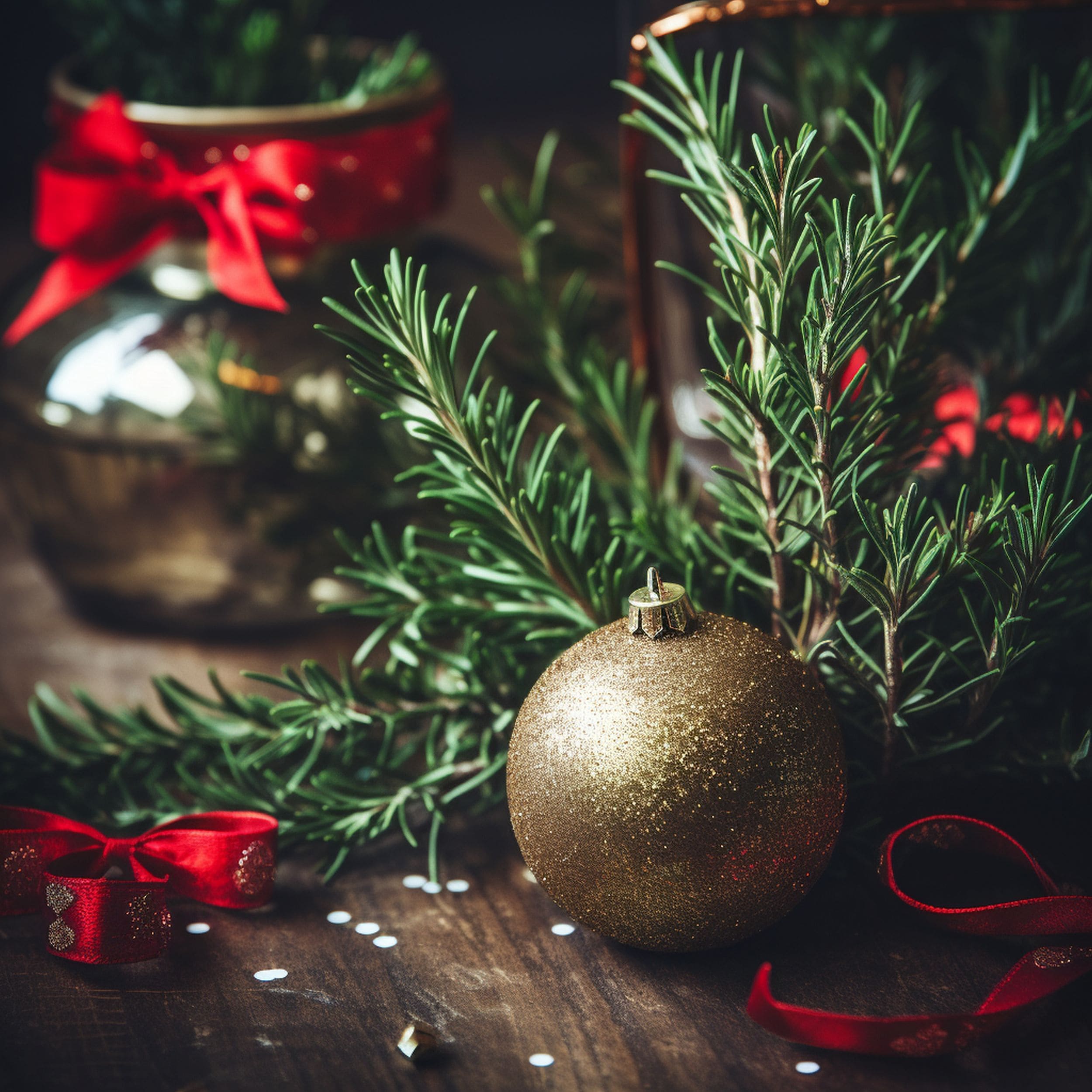 Rosemary Used as Christmas Decoration