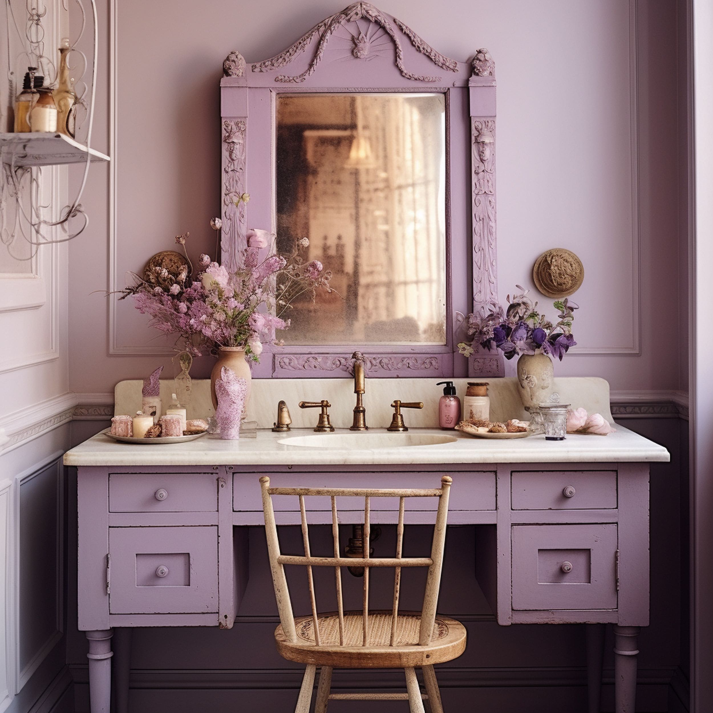 Vintage Mauve Powder Room