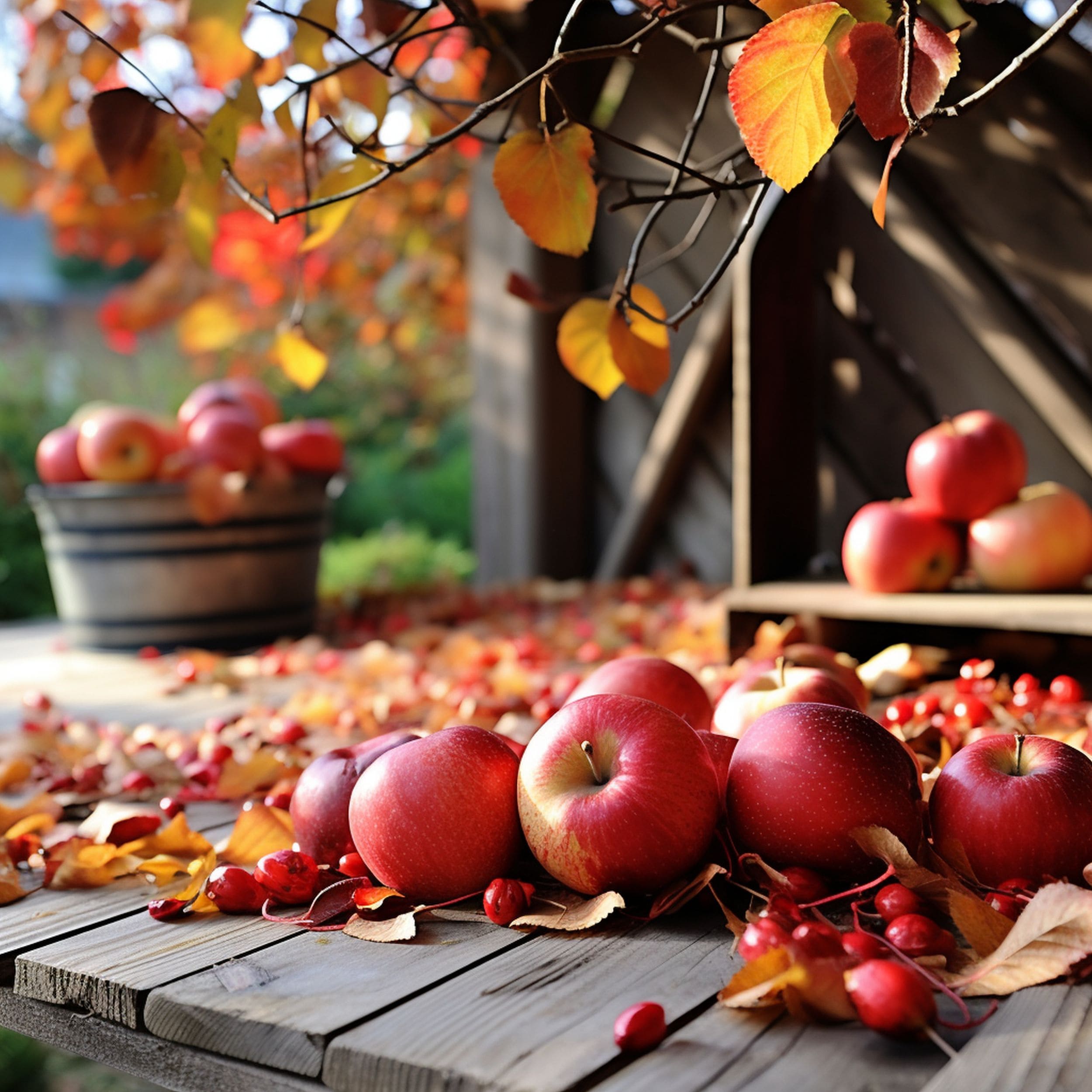Apples on a Wooden Deck