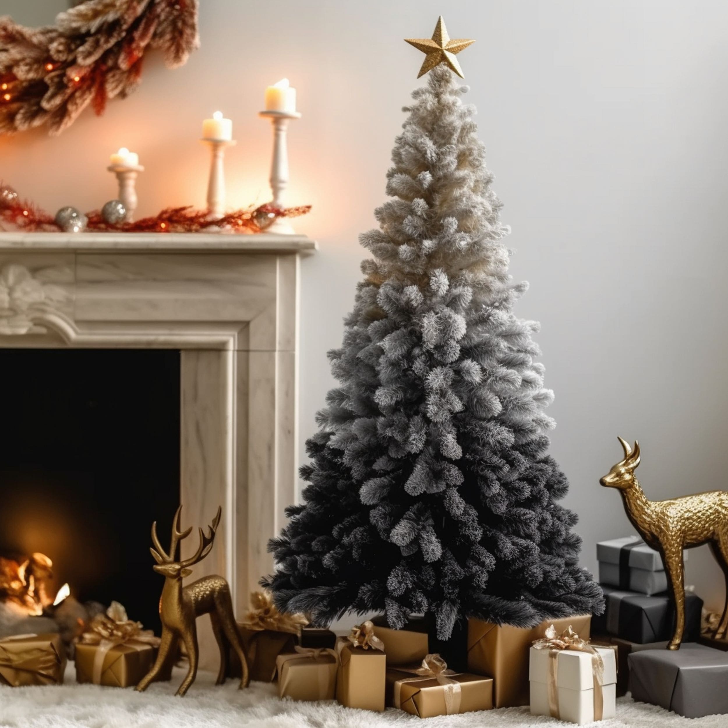 Gray Ombre Style Minimalist Christmas Tree