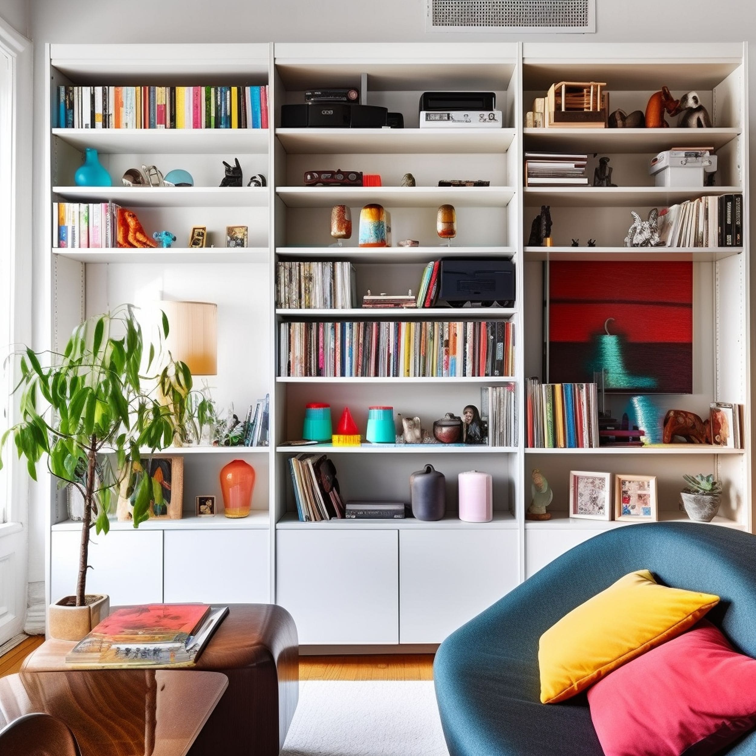 Bookcase With Books and Decorations