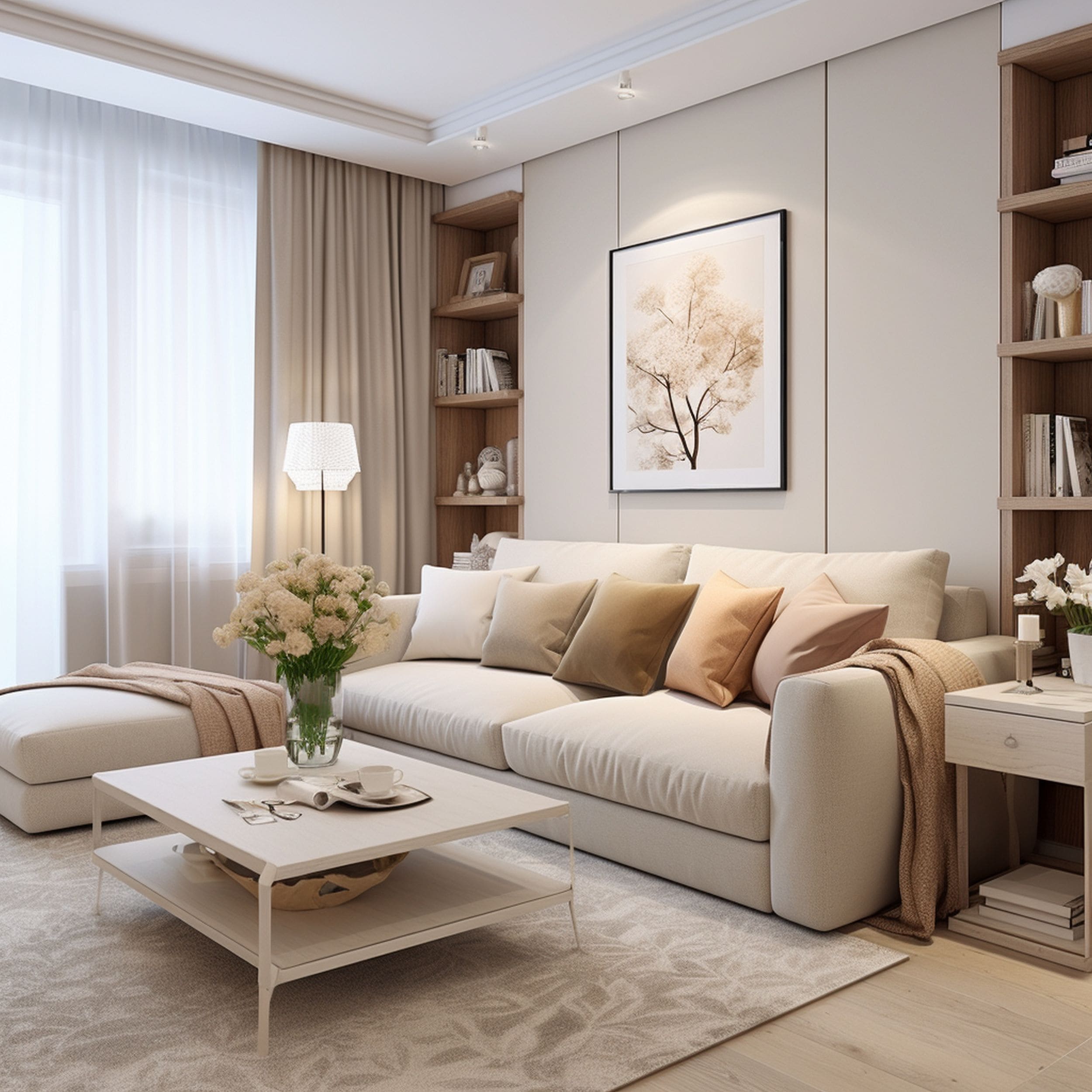 Neutral Toned Apartment Living Room