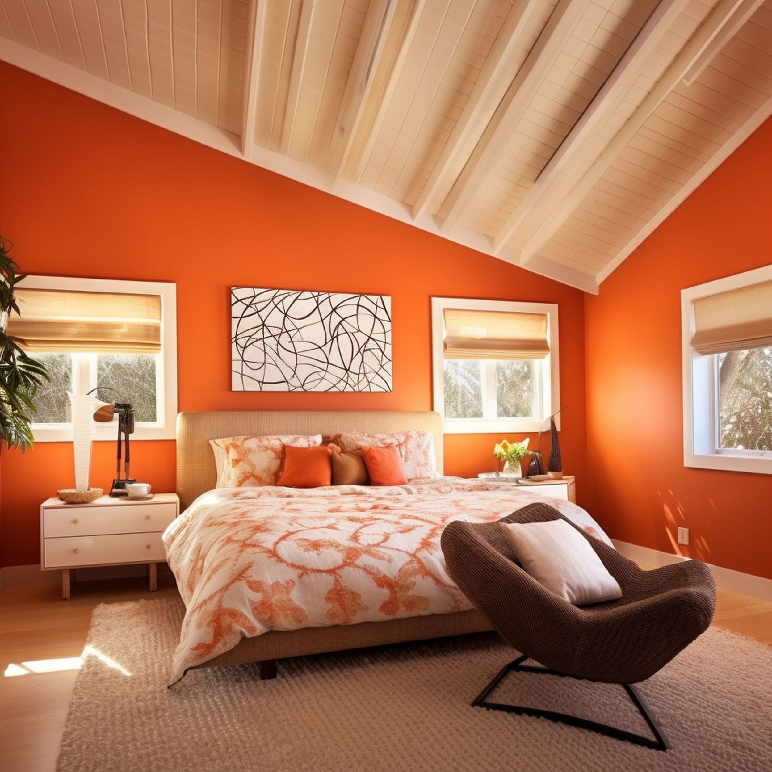 White and Orange Bedroom