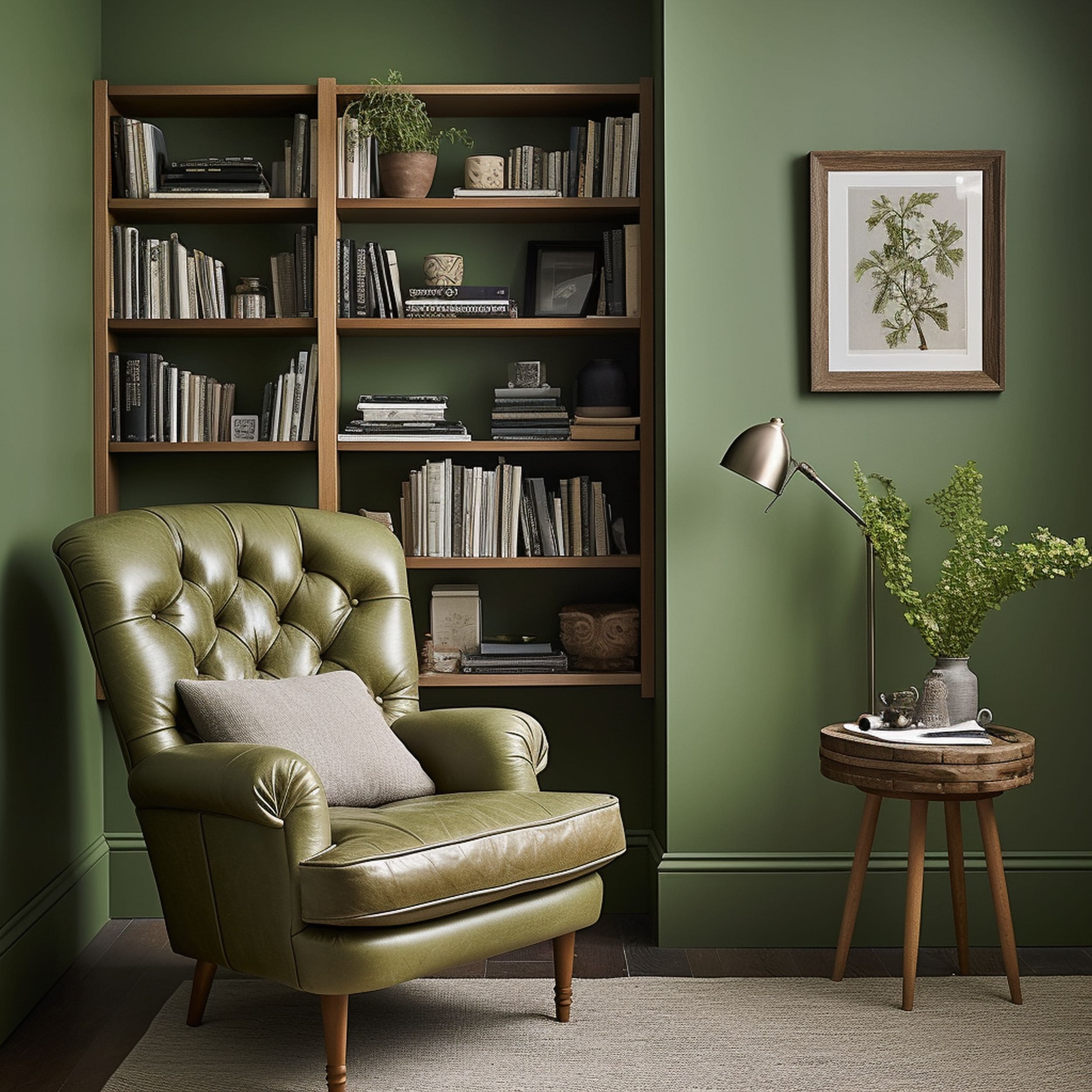 Cozy Green Reading Nook