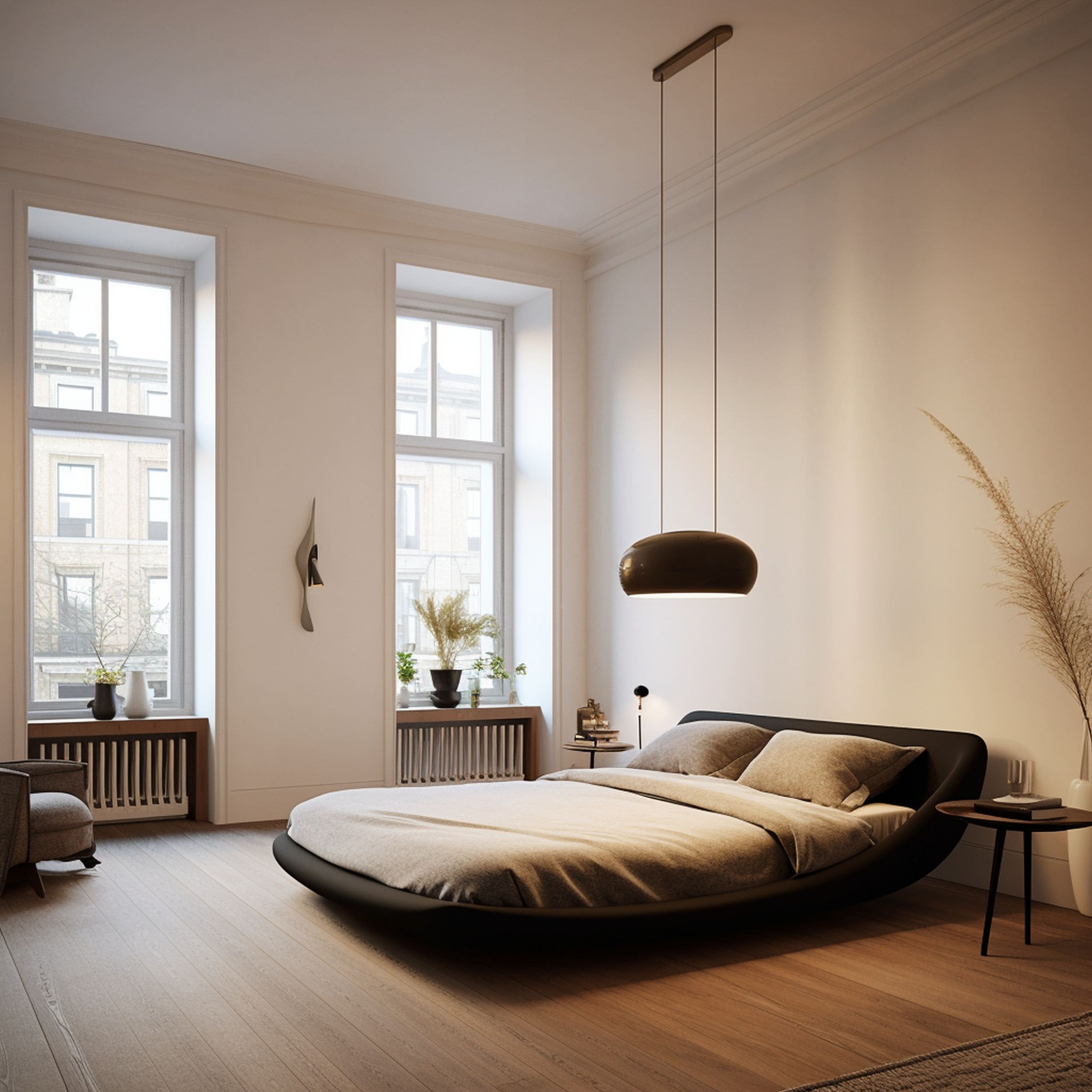 Apartment Bedroom With Tall Ceiling