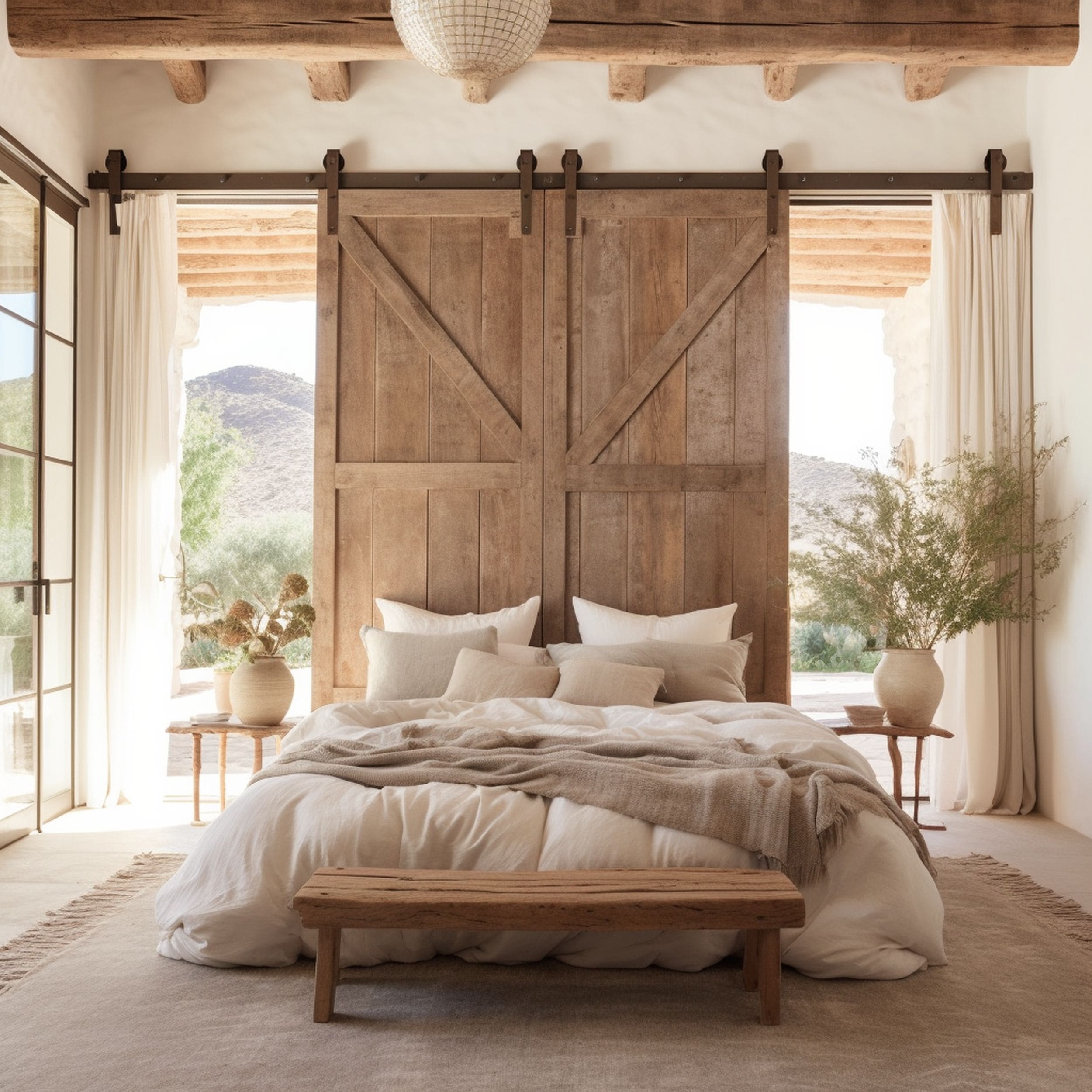 Rustic Desert Inspired Bedroom With Barn Doors