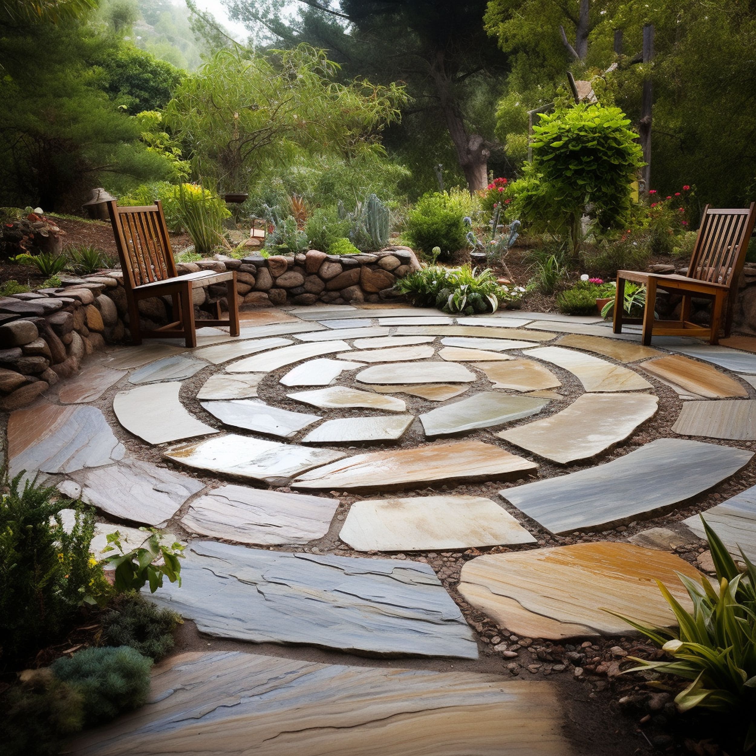 Spiral Shaped Flagstone Patio