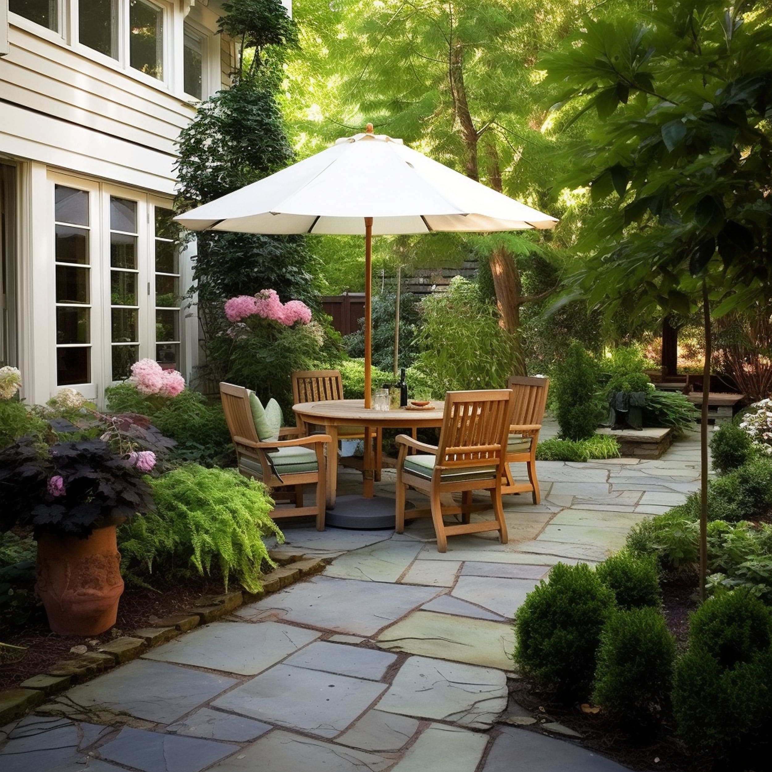 Charming Flagstone Patio Design
