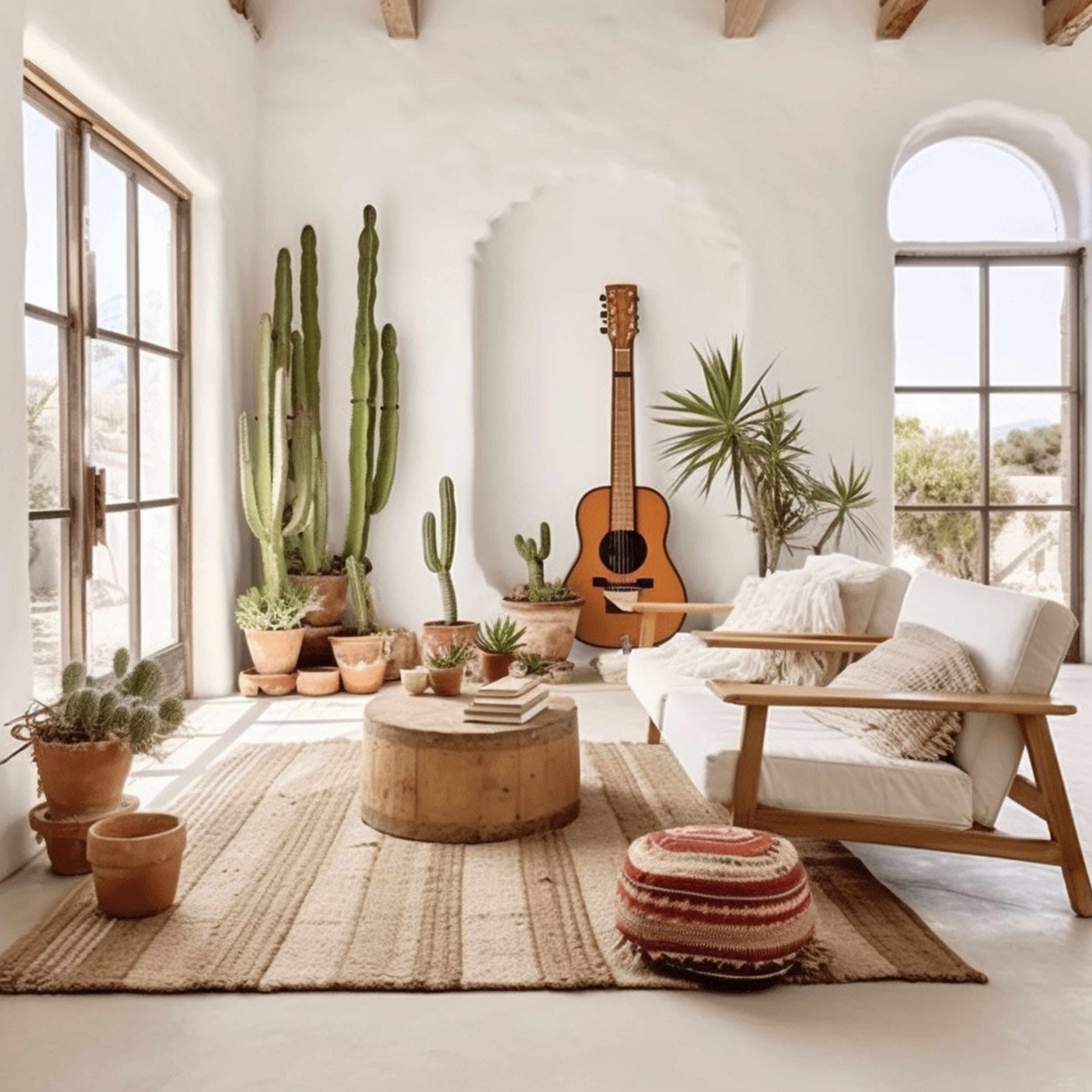 Desert Inspired Living Room With Various Plants