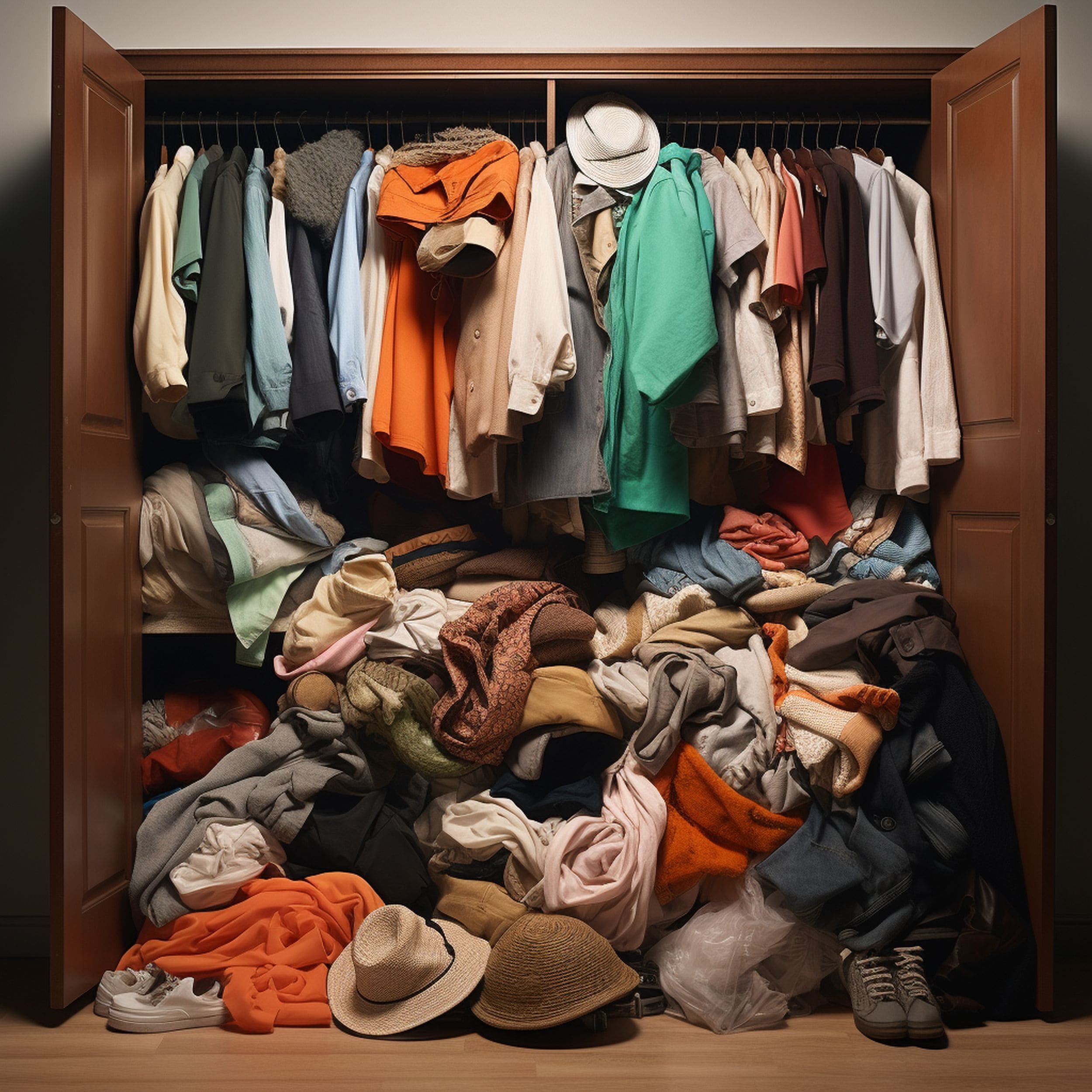 Messy Closet Full of Clothes