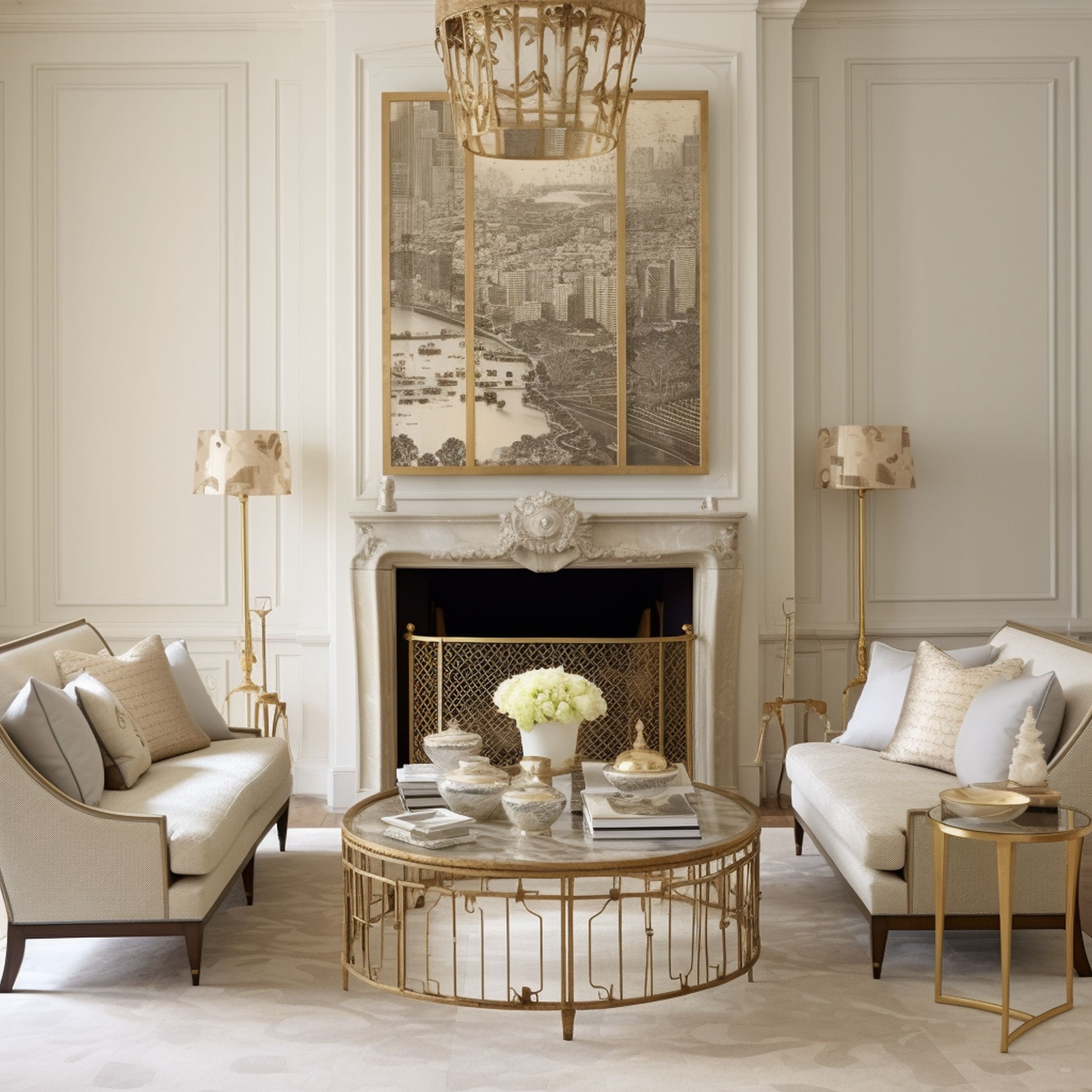 Luxurious Living Room With Gold Accents