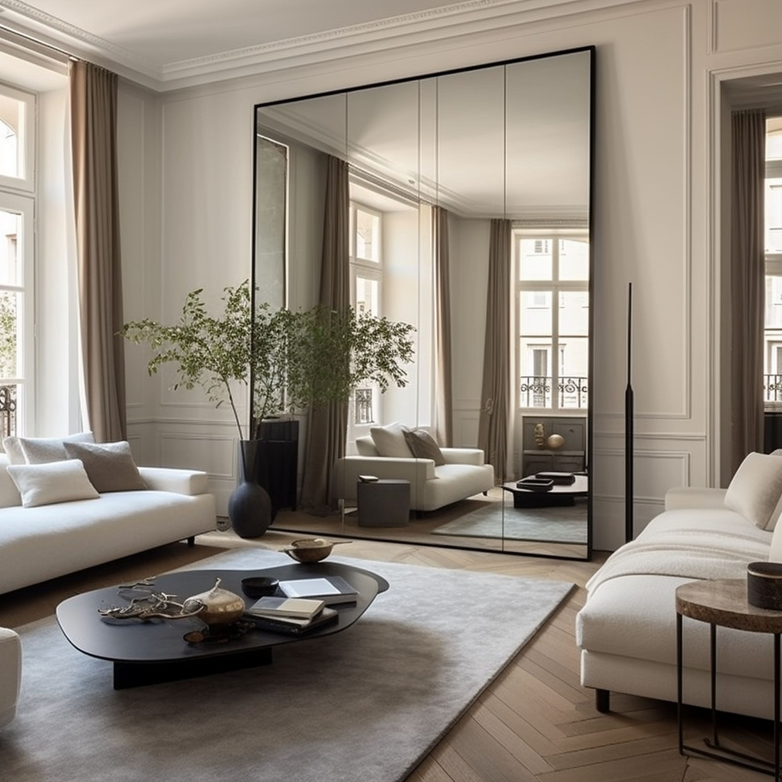 Large Floor Mirror in Living Room