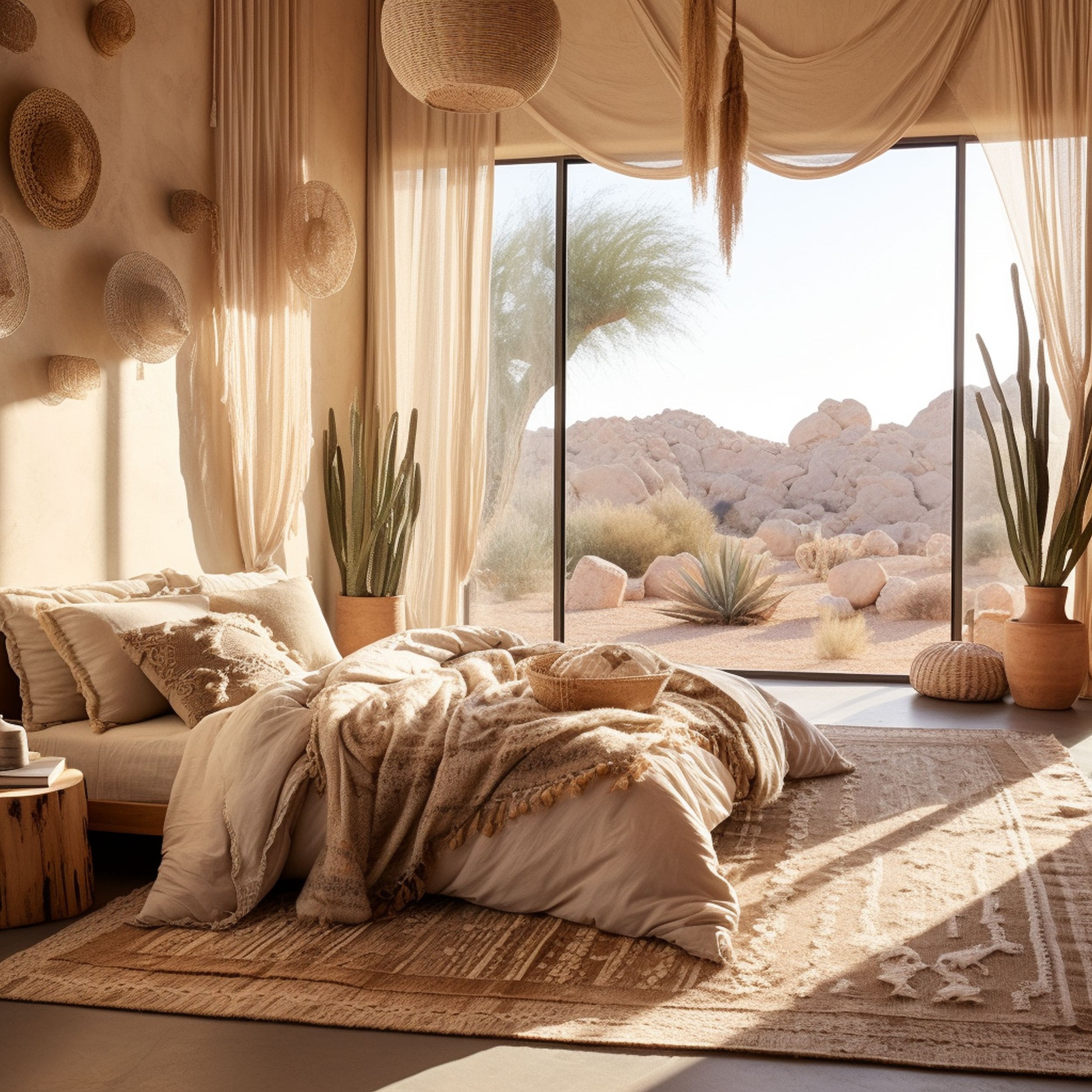 Desert Inspired Living Room With Fabric Hangings