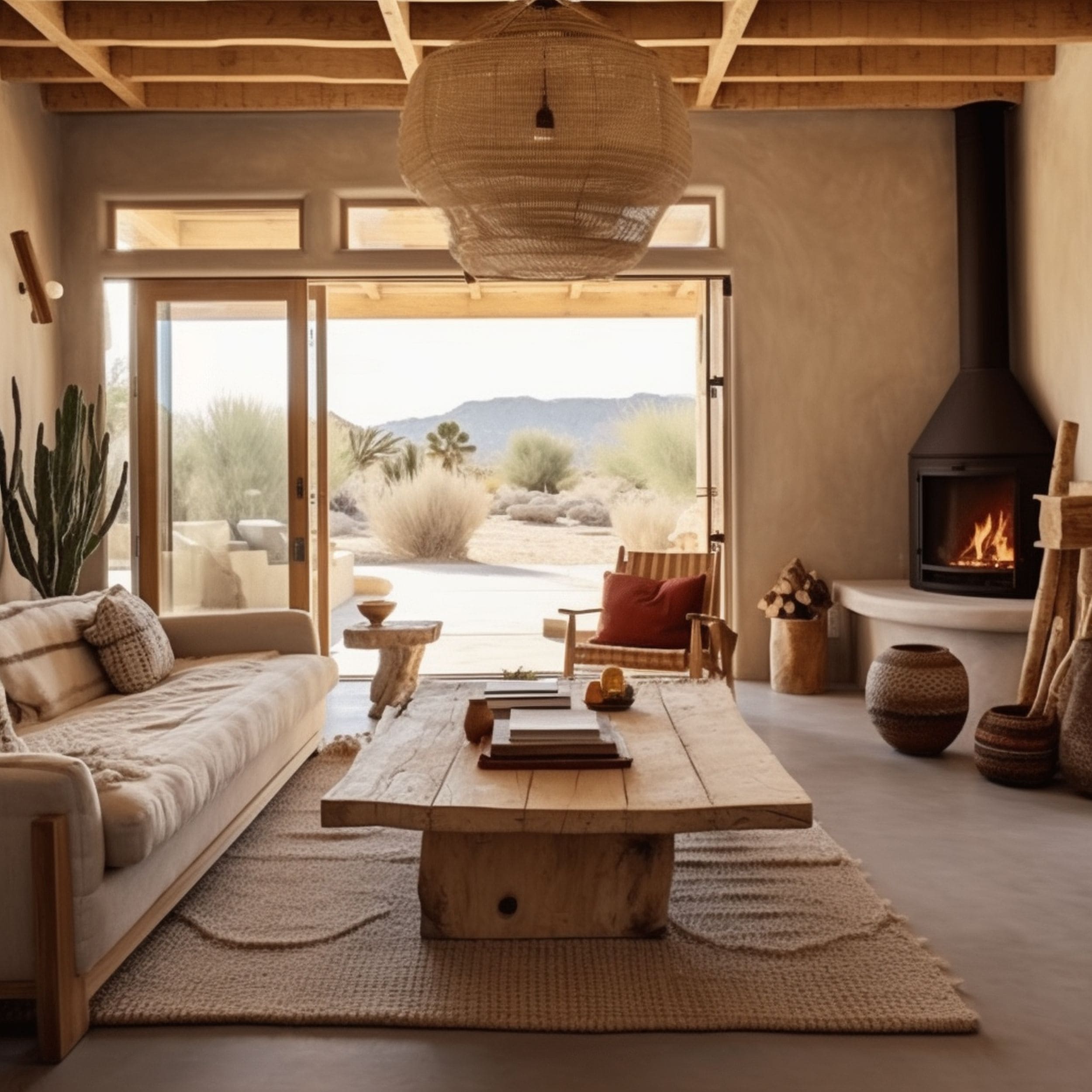 Cozy Neutral Toned Desert Inspired Living Room