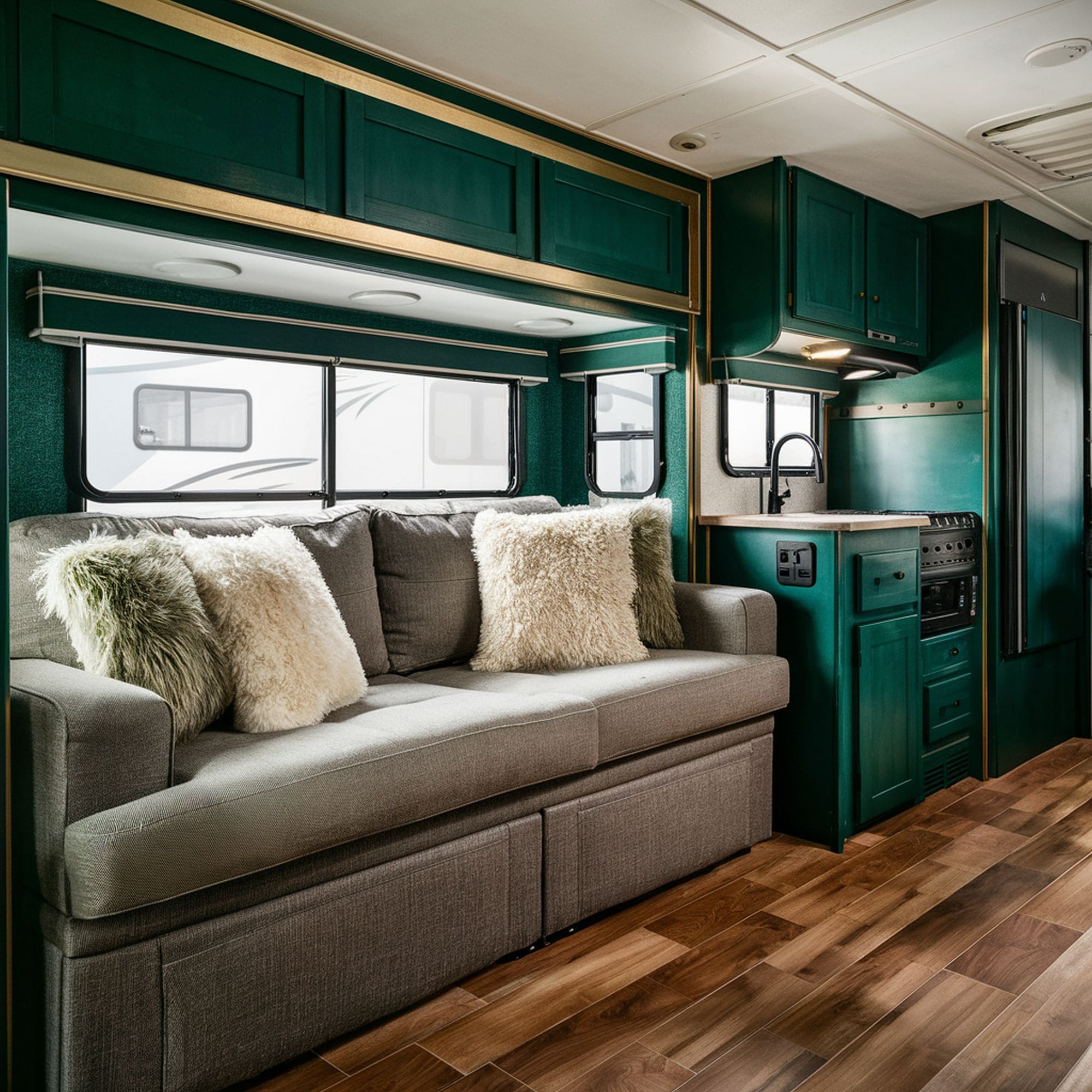 Teal Green RV Interior