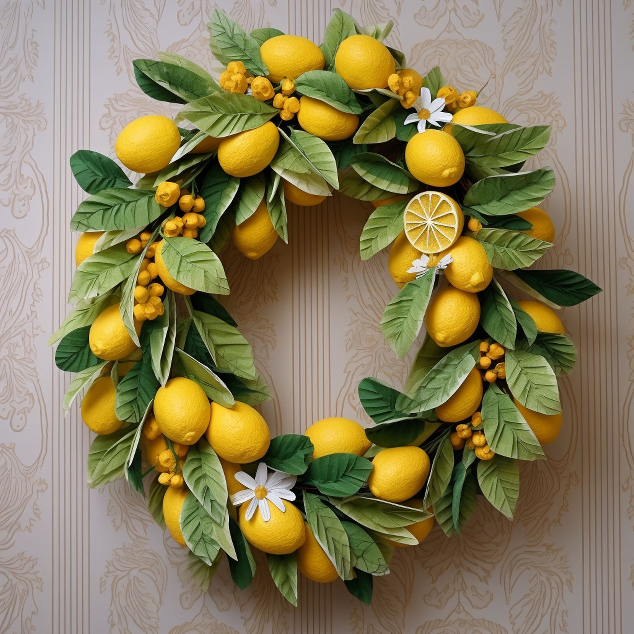 Crepe Paper Lemon Summer Wreath