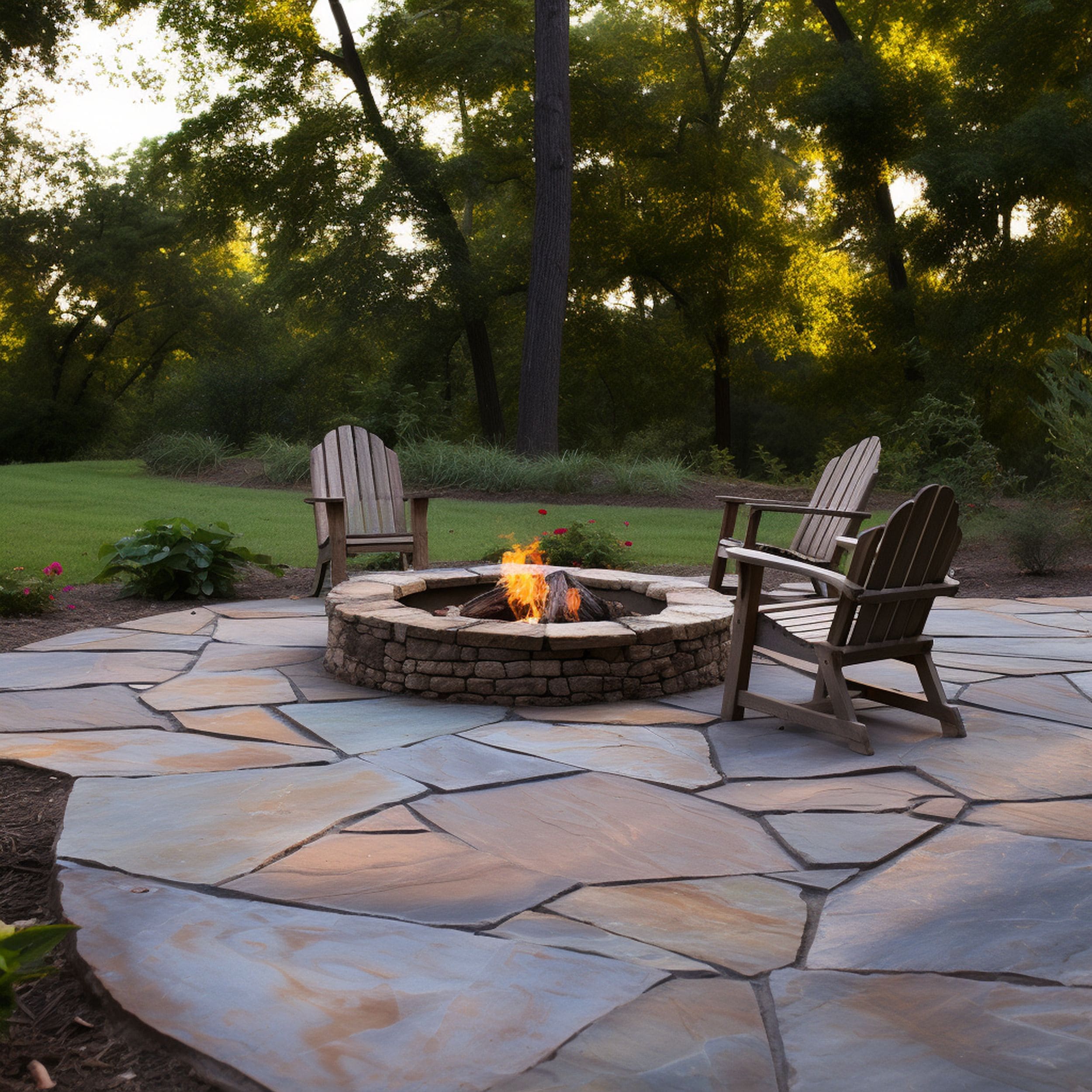 Fire Pit Flagstone Patio