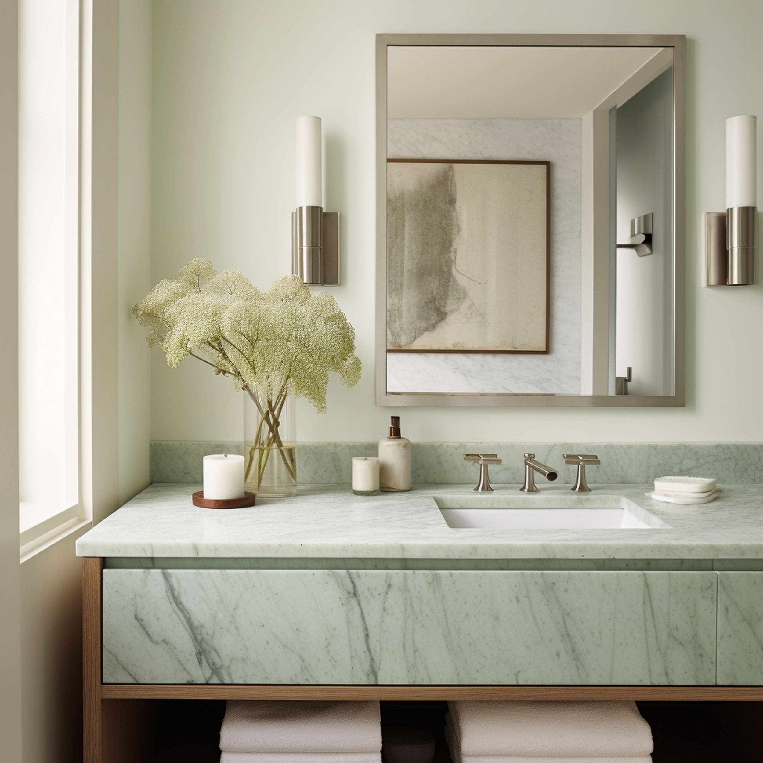 Light Green Marble Bathroom Vanity