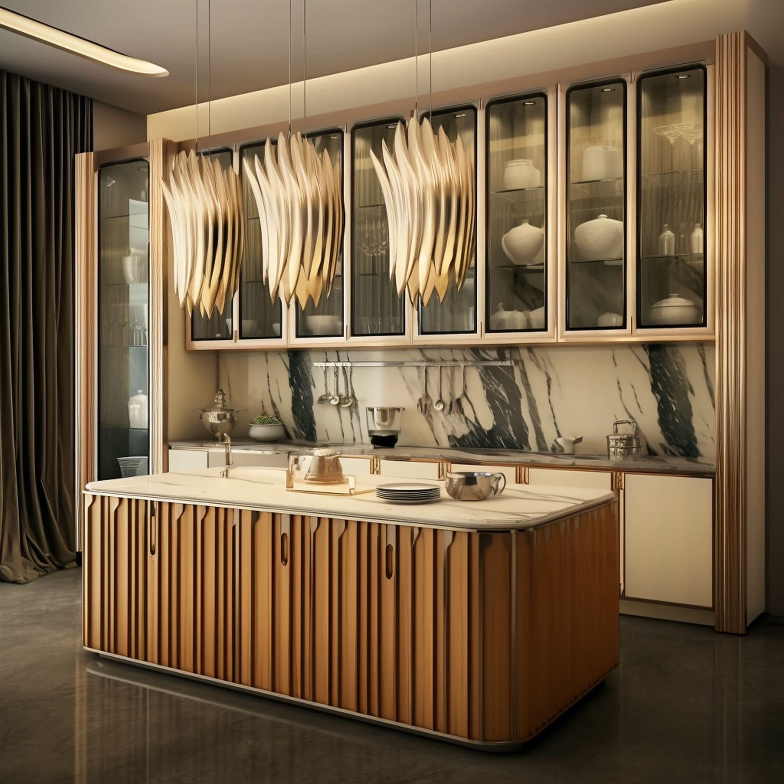 Art Deco Style Fluted Kitchen Furniture