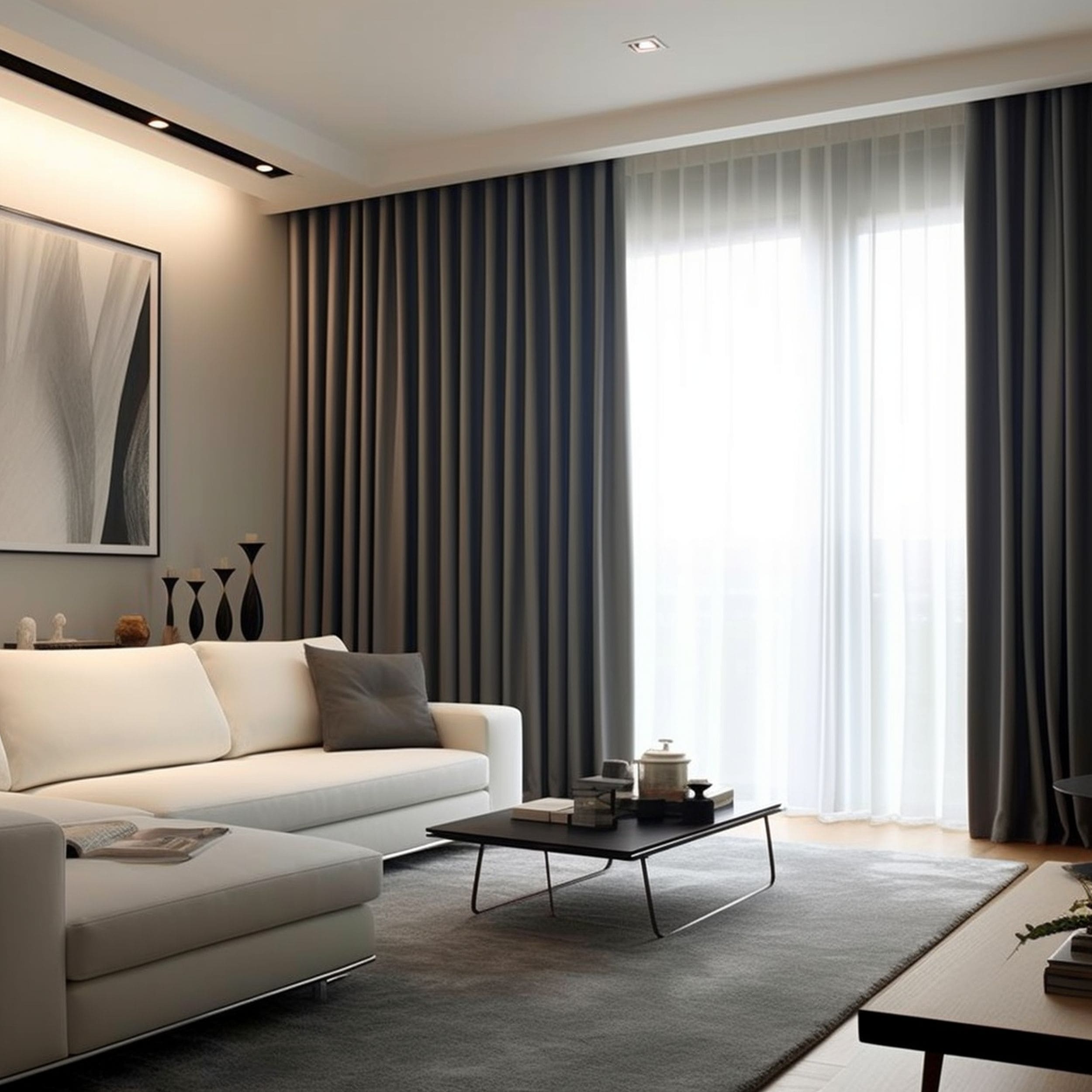 Modern Living Room With Soundproof Curtains