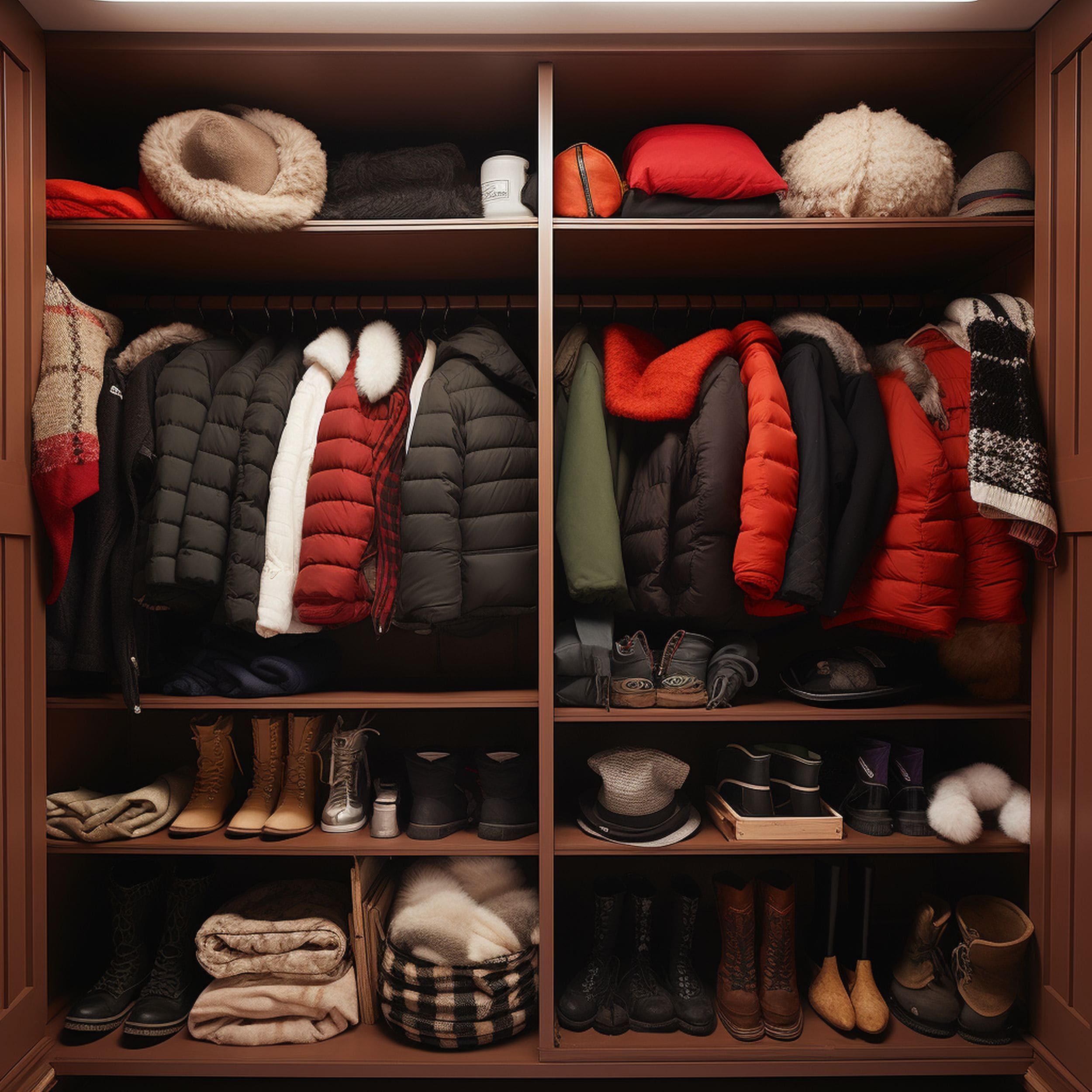 Winter Gear Items Stored in a Closet