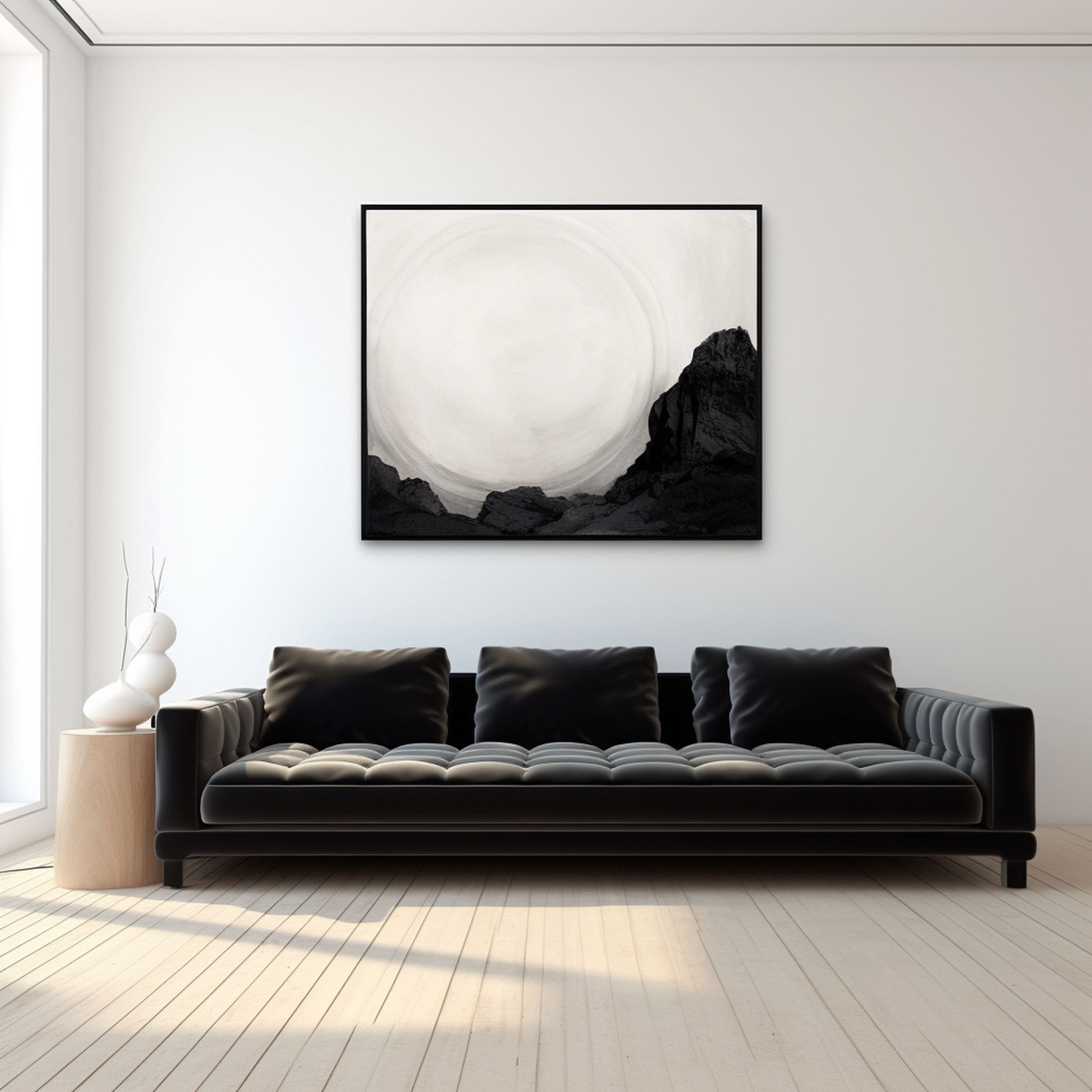 Black Sofa in Minimalist Living Room