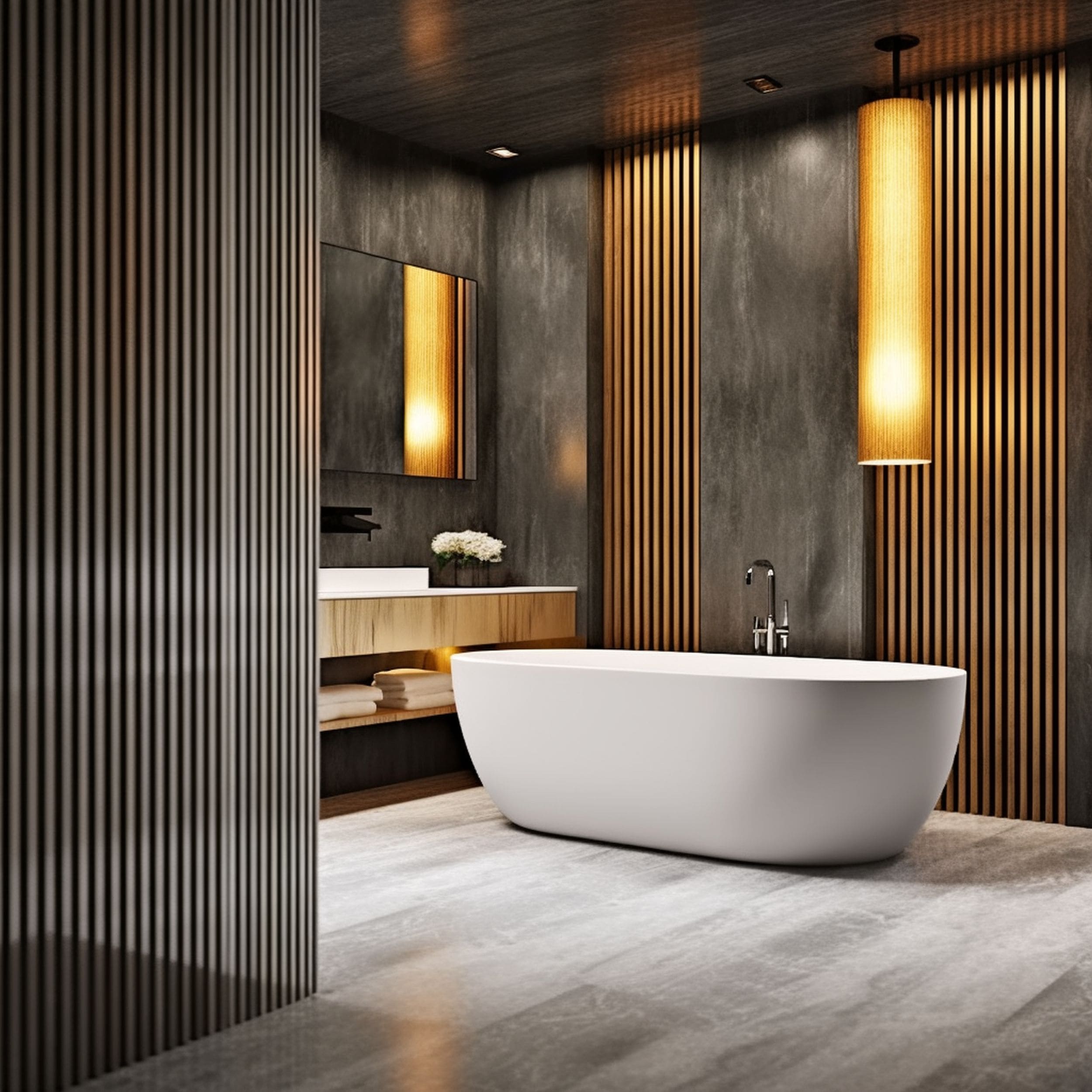 Fluted Vertical Panels in Bathroom