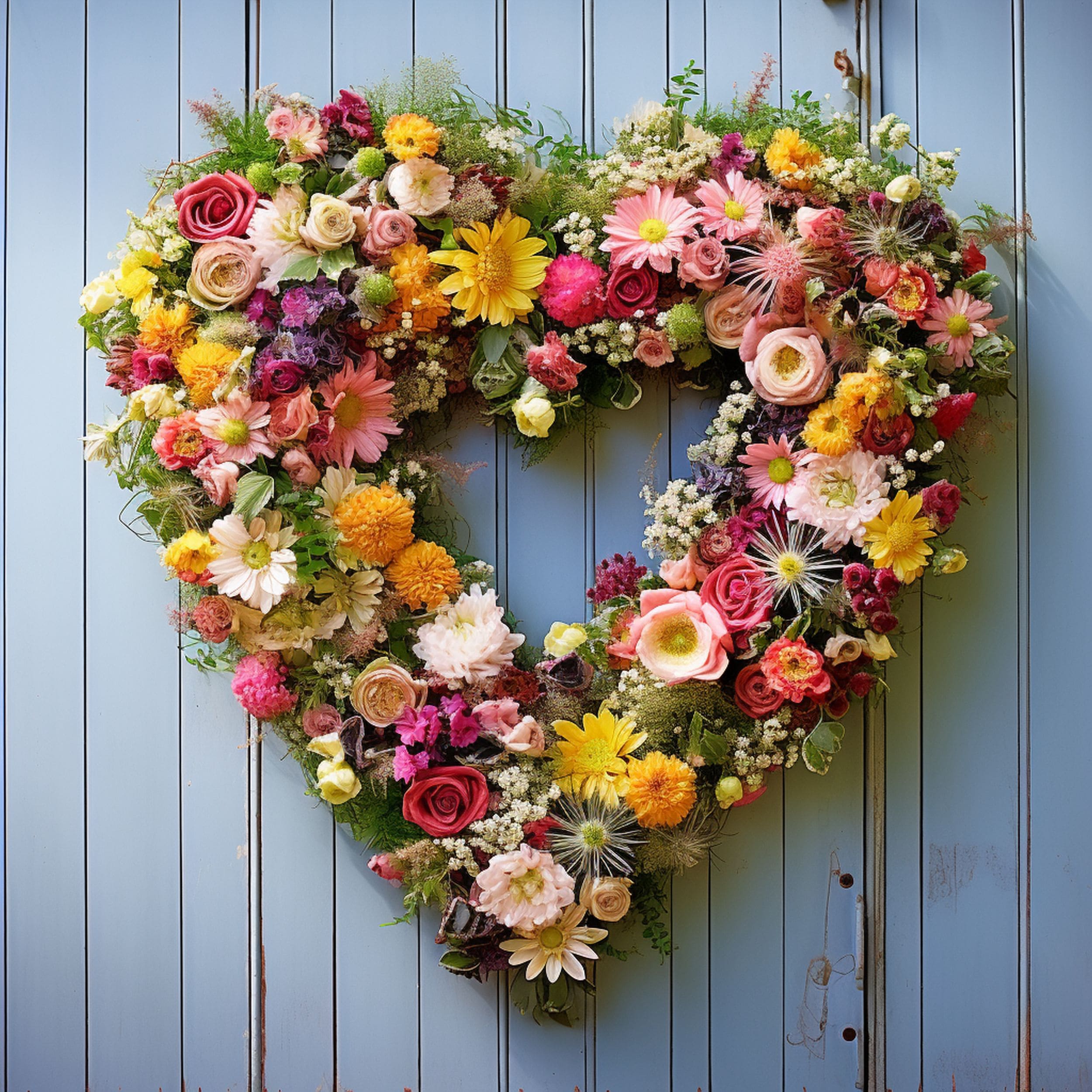 Heart Shaped Floral Summer Wreath