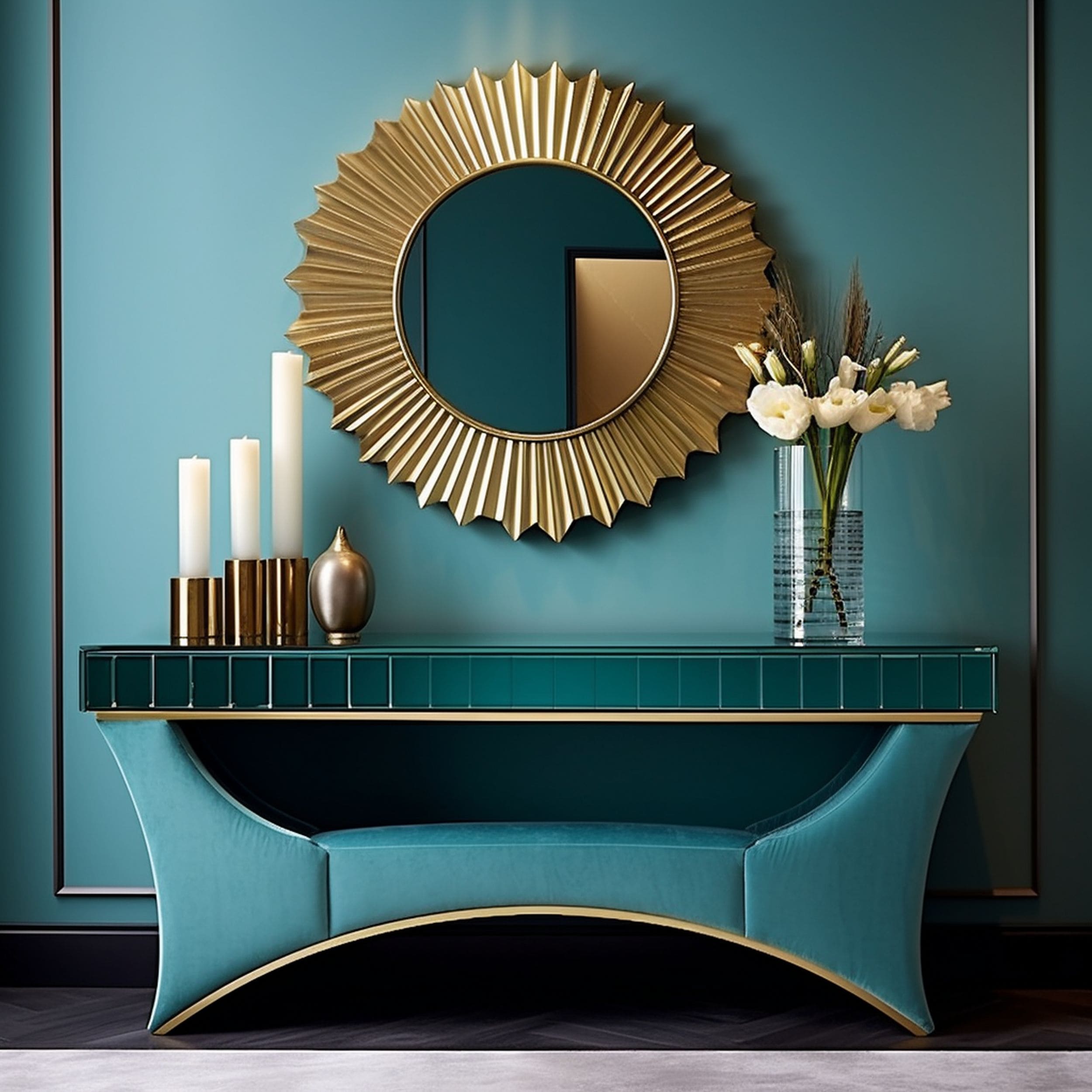 Art Deco Style Turquoise Console Table