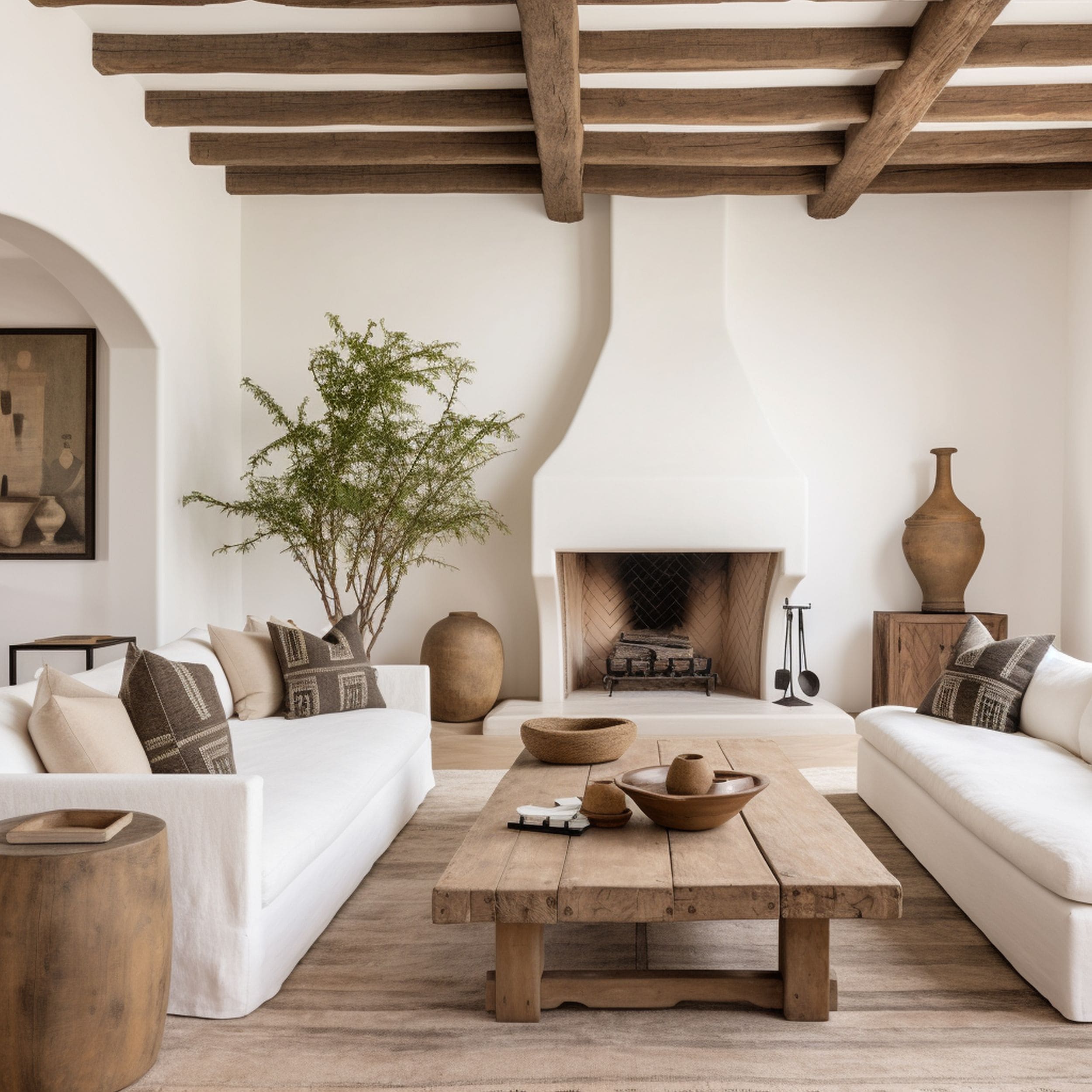 Desert Inspired Living Room With White Walls