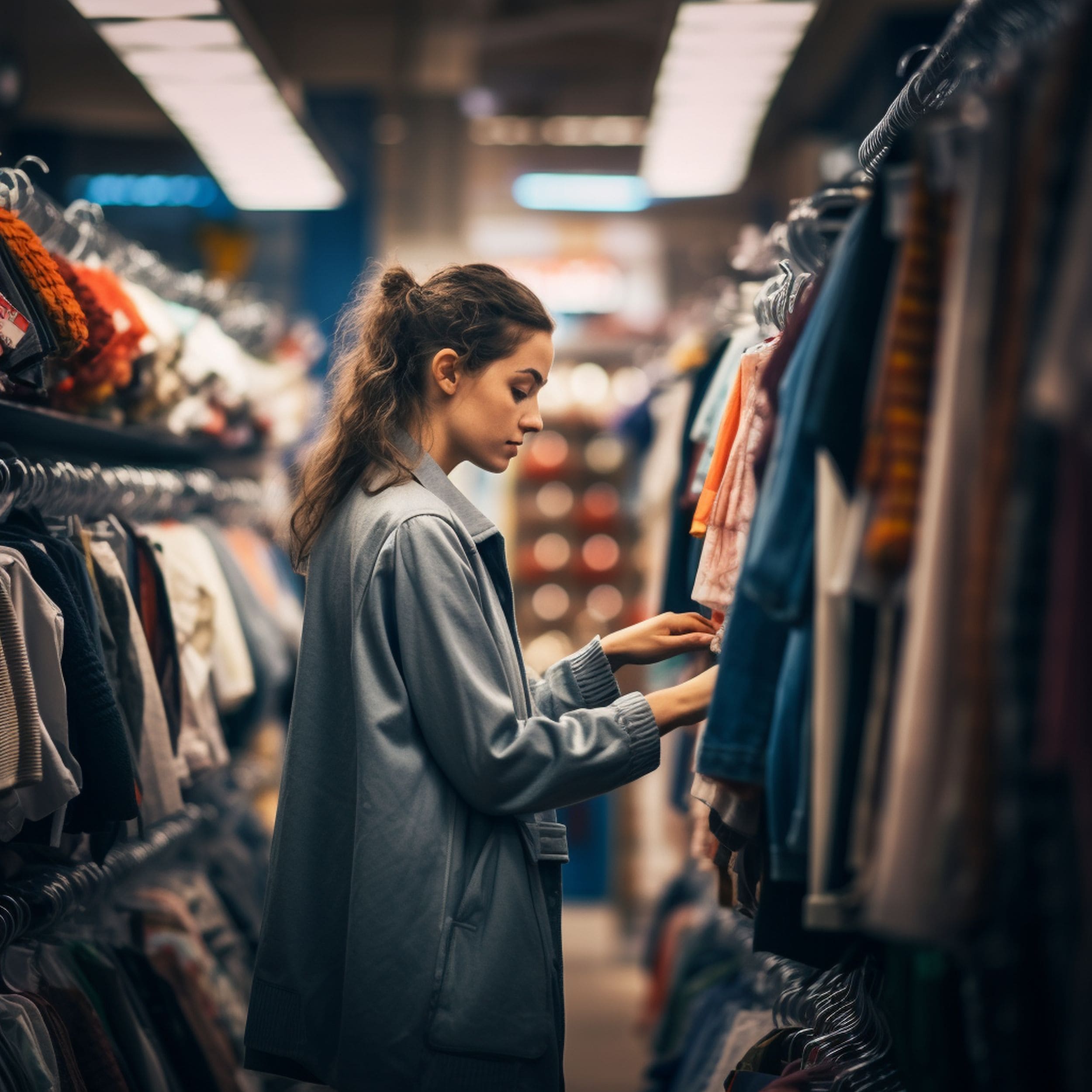 Woman Shopping for Clothes in a Store