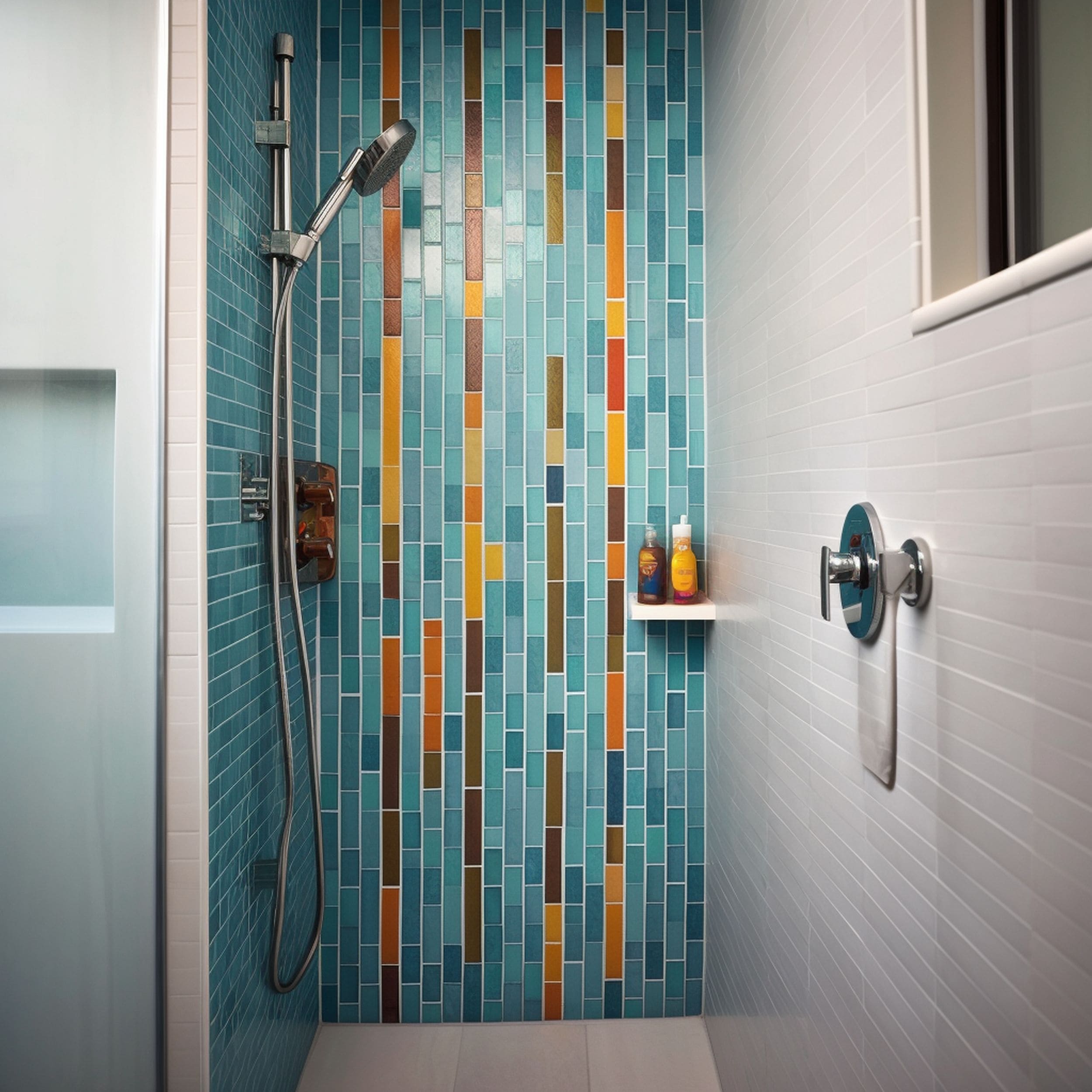 Compact Colorful Waterfall Shower Tile Strips