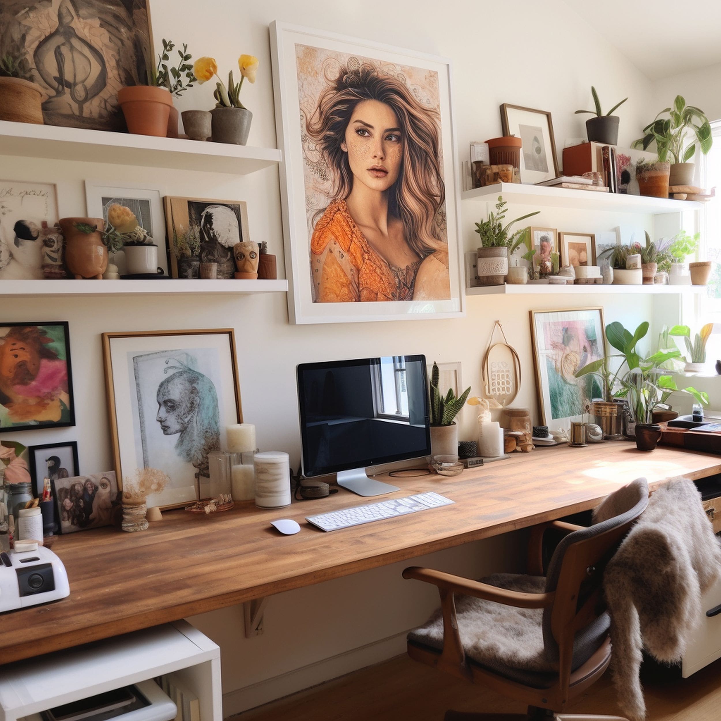 Floating Shelves With Gallery Wall