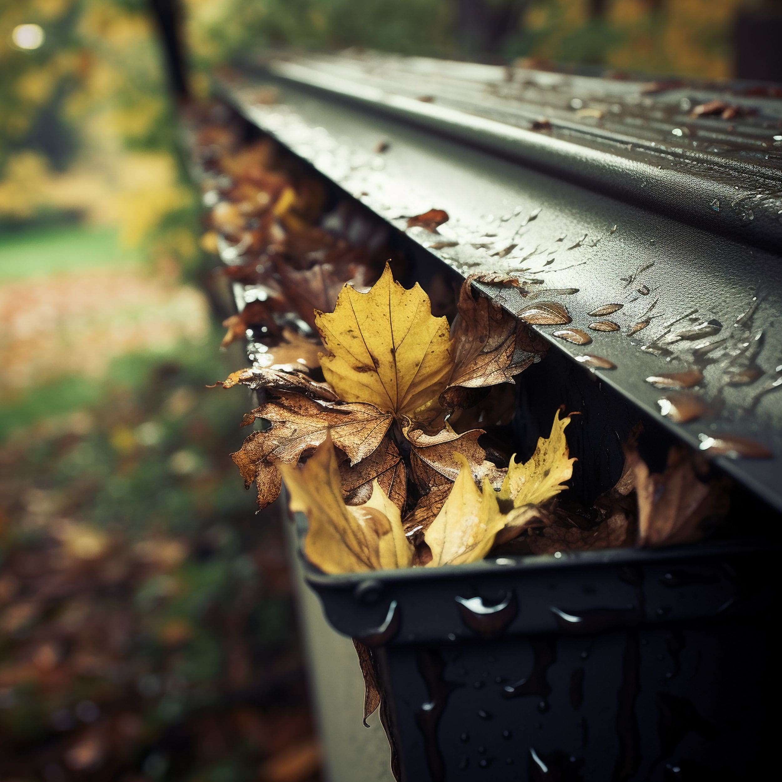 Gutter Filled With Dead Leaves
