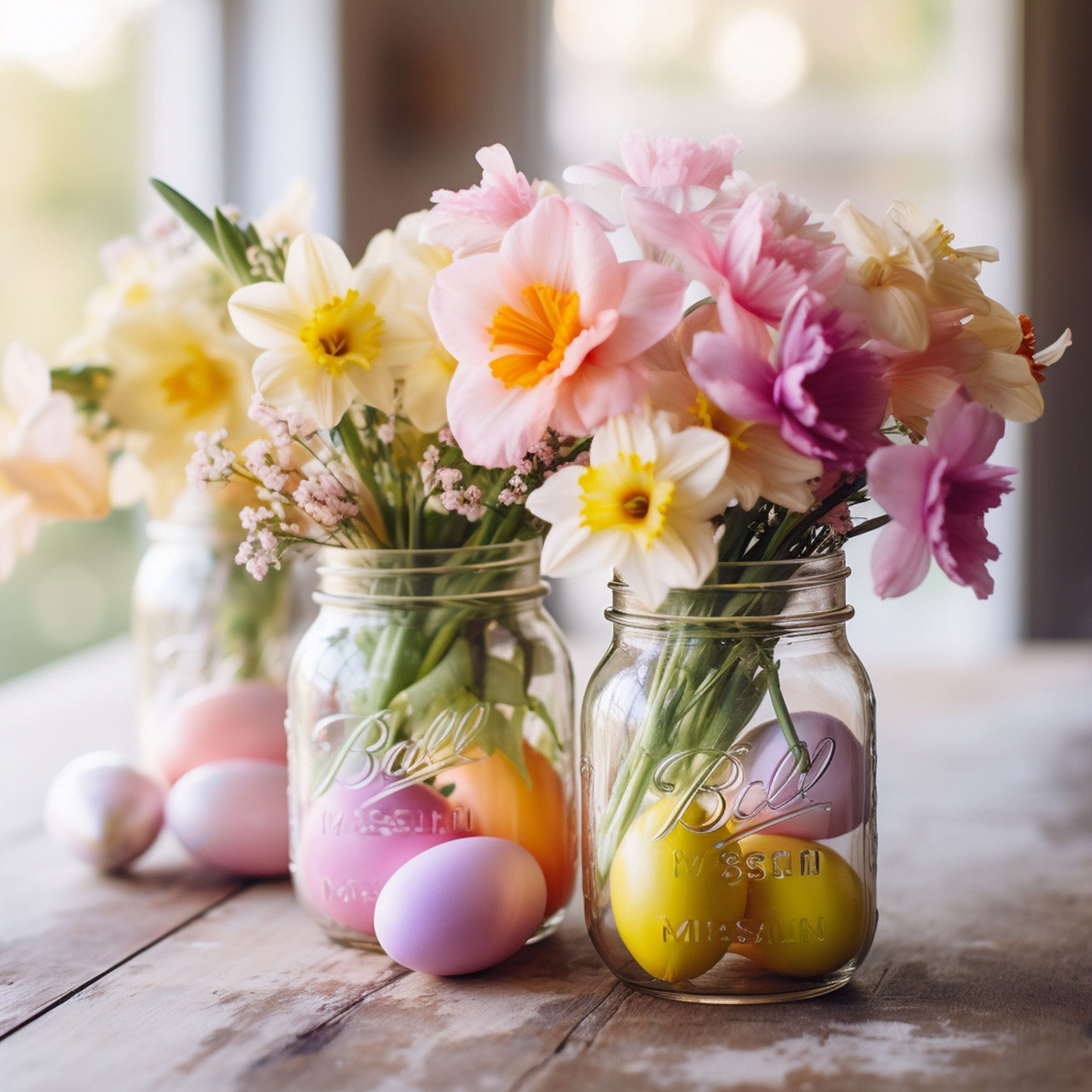 Mason Jar Easter Flower Arrangement