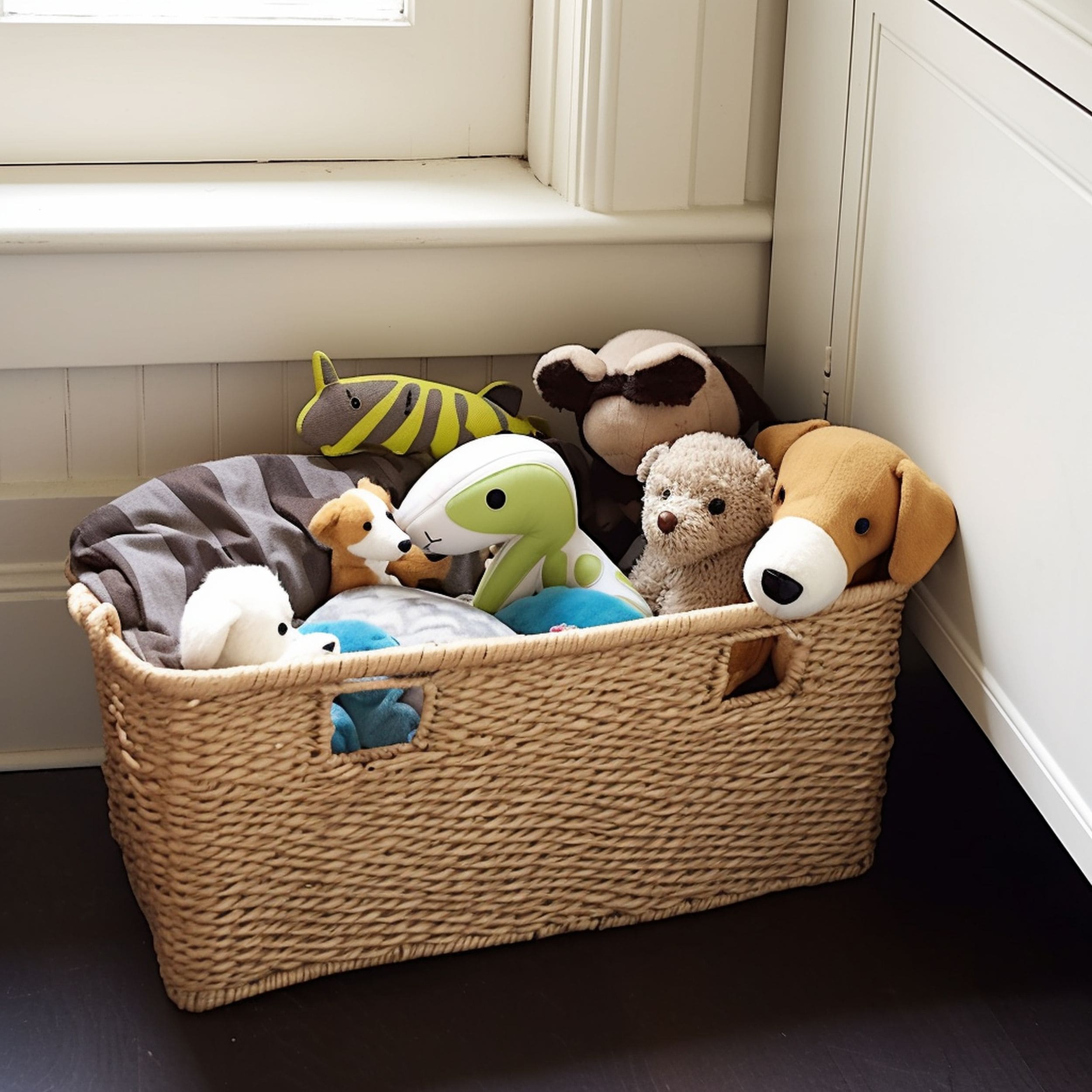 Woven Basket With Pet Toys