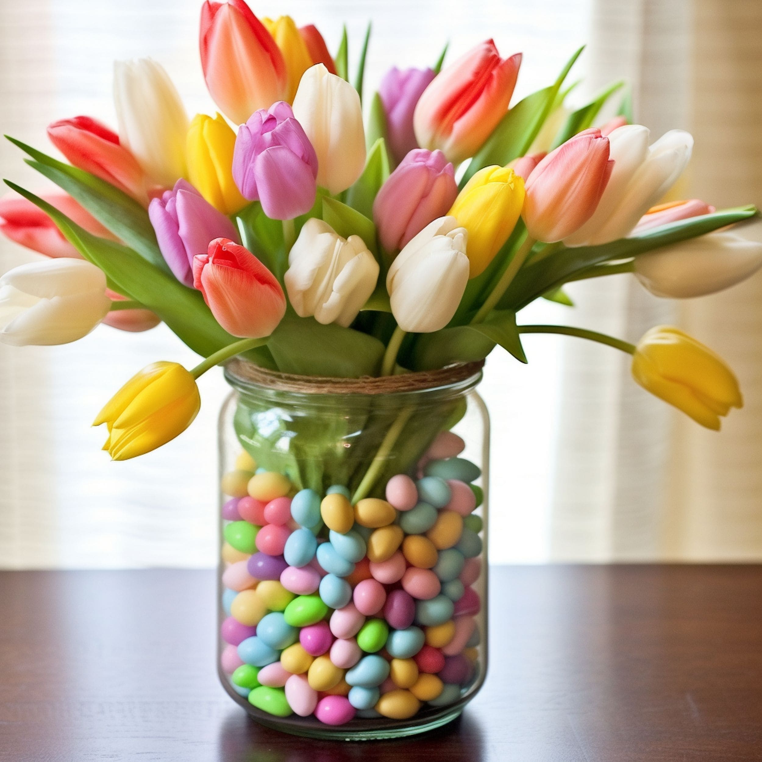 DIY Jelly Beans Easter Flower Arrangement
