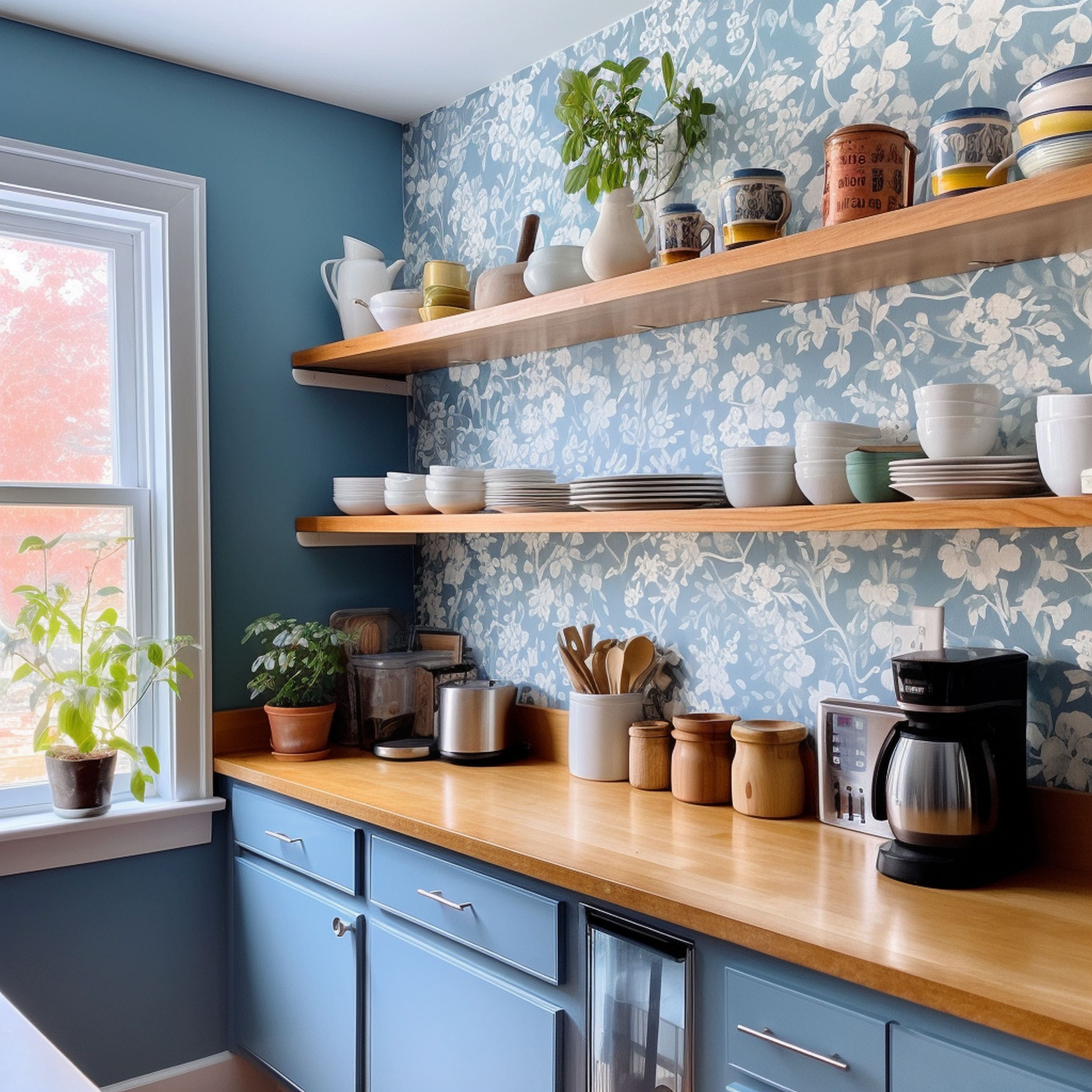 Floating Shelves Replacing Kitchen Cabinetry