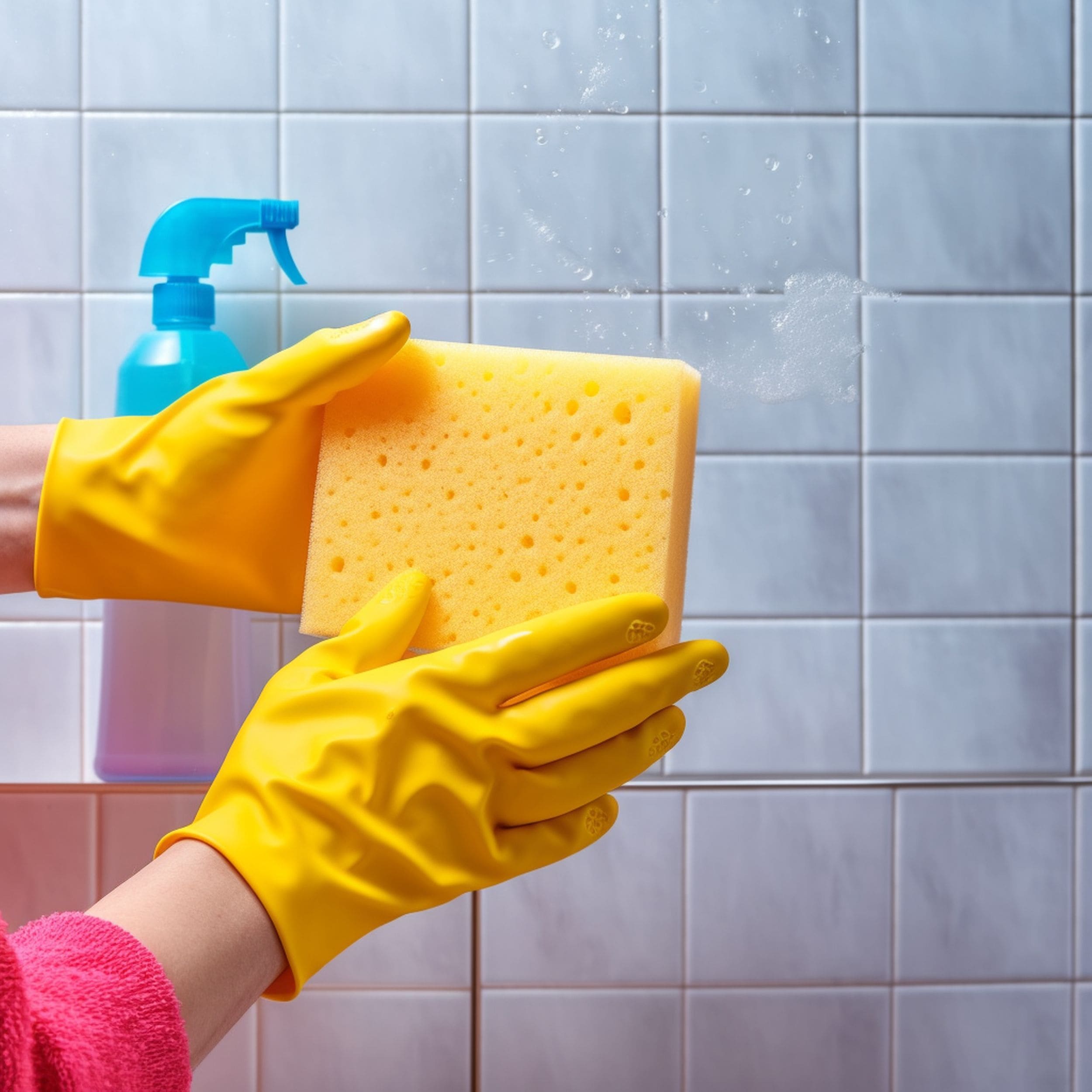 Old Sponge Reused for Cleaning Bathroom